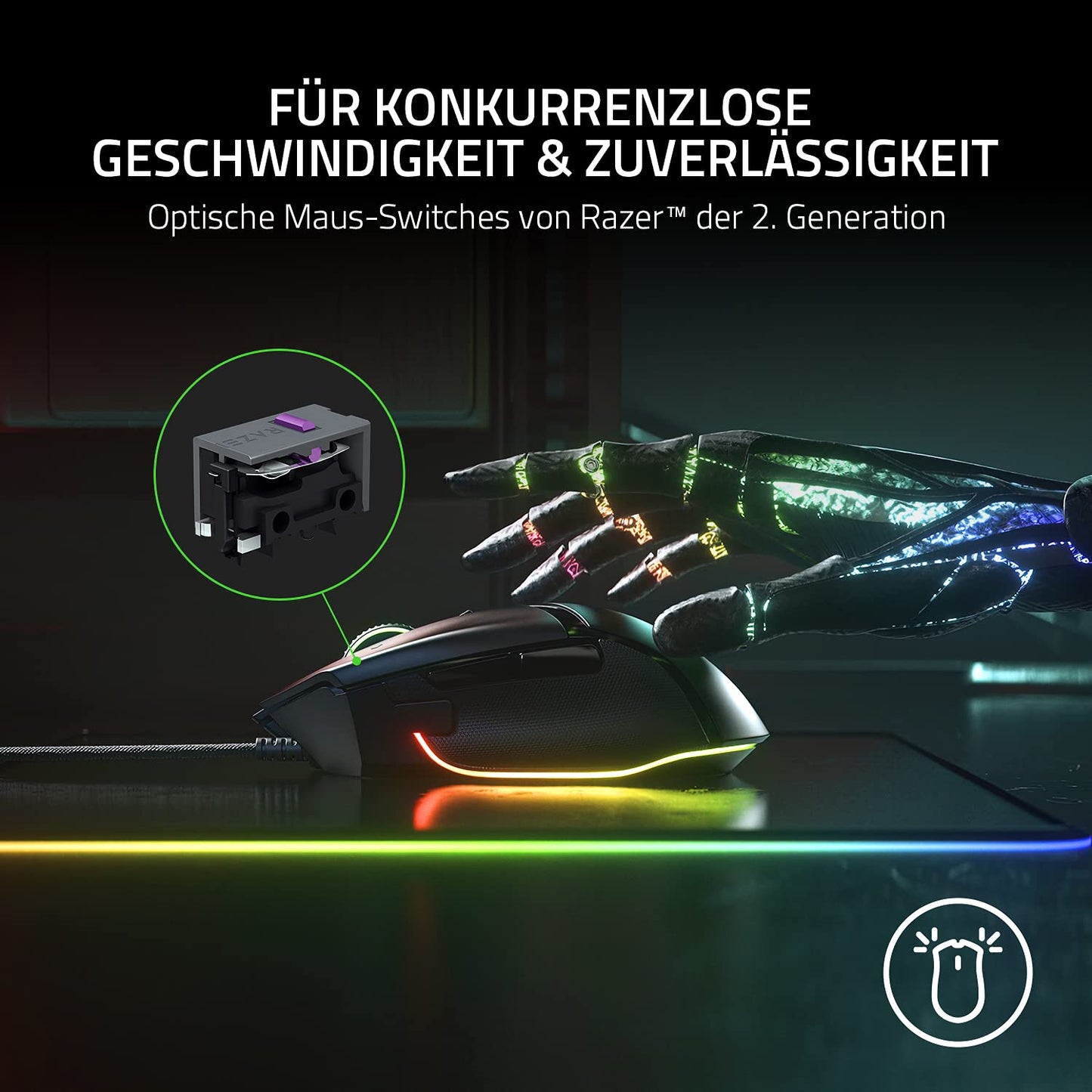 Razer Basilisk V3 - Kabelgebundene, anpassbare Gaming Maus mit Chroma RGB für PC/Mac (10+1 programmierbare Tasten, neigbares HyperScroll Mausrad, ergonomisches Design) Schwarz
