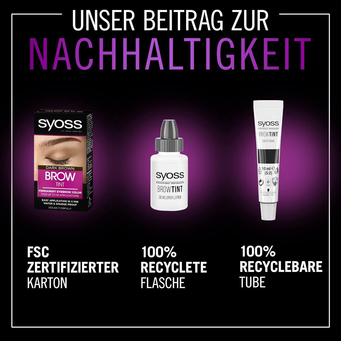 Syoss Augenbrauen Kit Augenbrauenfarbe 4-1 Dunkelbraun Stufe 3 (17 ml), Augenbrauen färben für einen natürlichen Look und ein langanhaltendes Ergebnis
