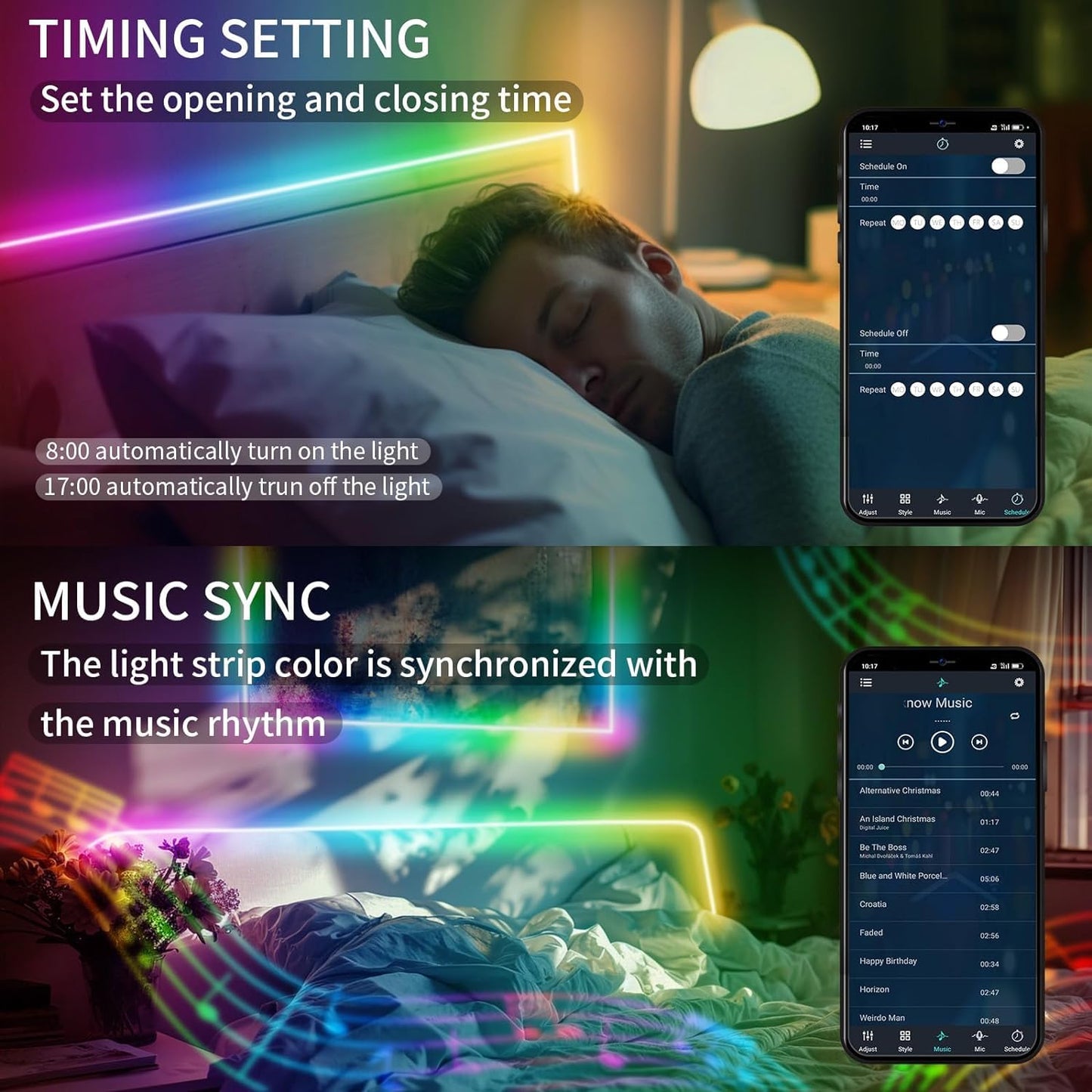 BUNACET COB RGB LED Strip 6M 24V Dimmbar, LED Streifen 3456 LEDs, Leiste Band Stripes Lichtband mit Netzteil RF Fernbedienung & APP Bluetooth für Küche Schlafzimmer Deko
