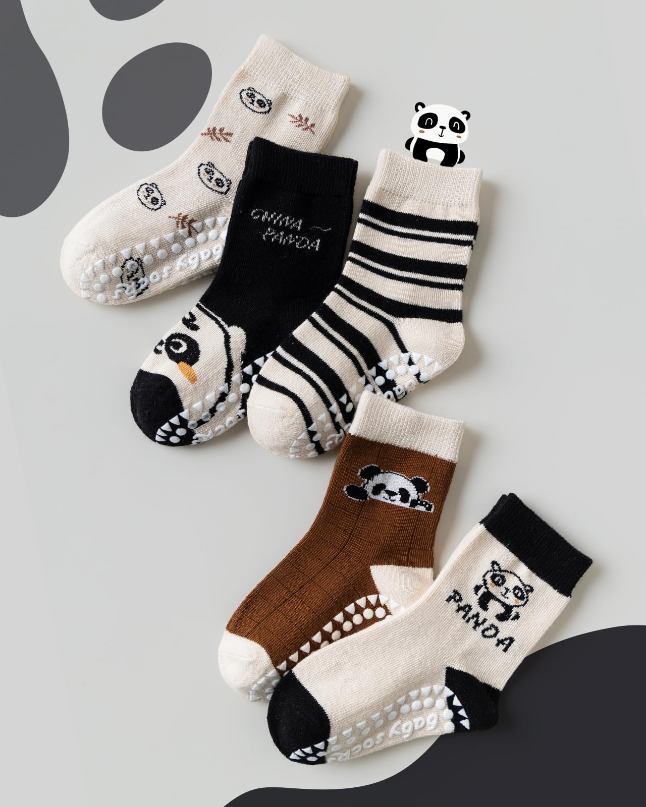 Kyopp 5 Paar Stoppersocken Kinder Baumwolle Socken Jungen Mädchen ABS Anti Rutsch Socken Tiermotive 25-37EU