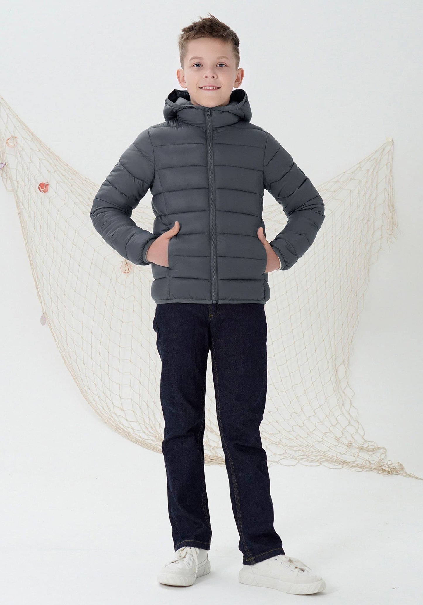 SOLOCOTE Jungen Wintermäntel Leichtgewichtige Wasserabweisende Winddichte Packbare Kapuzen Daunen Wie Wattierung Jacke