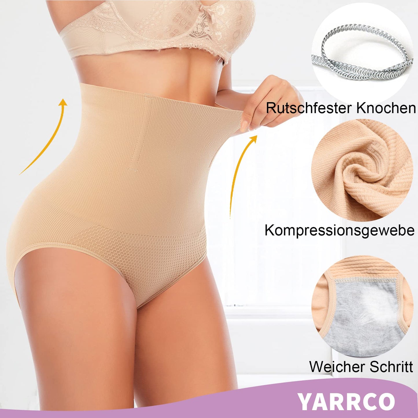 YARRCO Bauchweg Unterhose Damen Miederslips Shapewear Miederhose Hohe Taille Body Shaper Unterwäsche