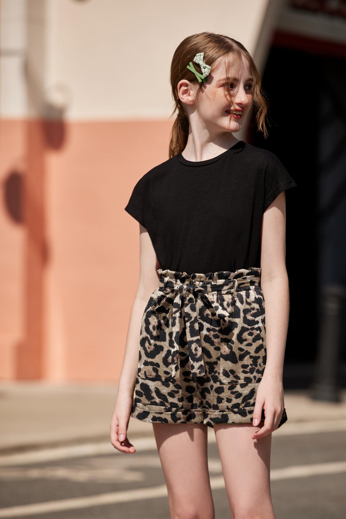 Arshiner Mädchen Tshirt mit Shorts Set Sommer Kinder Bekleidungssets Freizeit Mode überschnittenen Schultern Shirts Zweiteiliges Kleidung Sets für Mädchen 6-14 Jahre