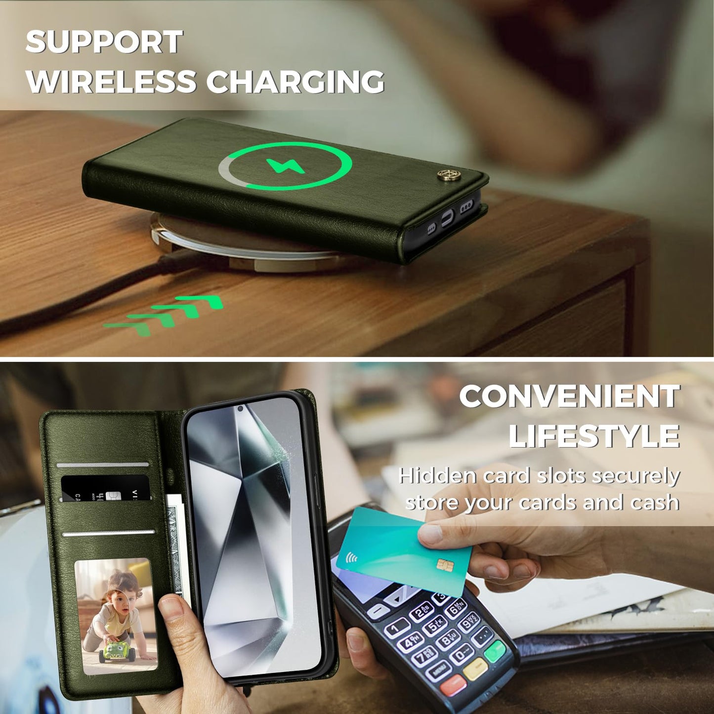 GUCASBE Handyhülle für Samsung Galaxy S24 Ultra Hülle, Premium Lederhülle Klappbar Flip Case RFID Schutzhülle Kartenfach Standfunktion Klapphülle Handytasche für Samsung Galaxy S24 Ultra - Schwarz