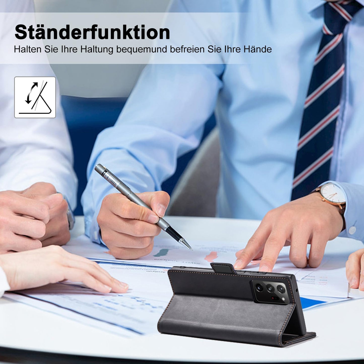 S. Dawezo Hülle für Samsung Galaxy S22 Plus, Premium Leder magnetische Handyhülle mit Ständer, Kartenfach und Brieftasche, Shock Absorbing, kompatibel mit Samsung S22 Plus-Kaffee