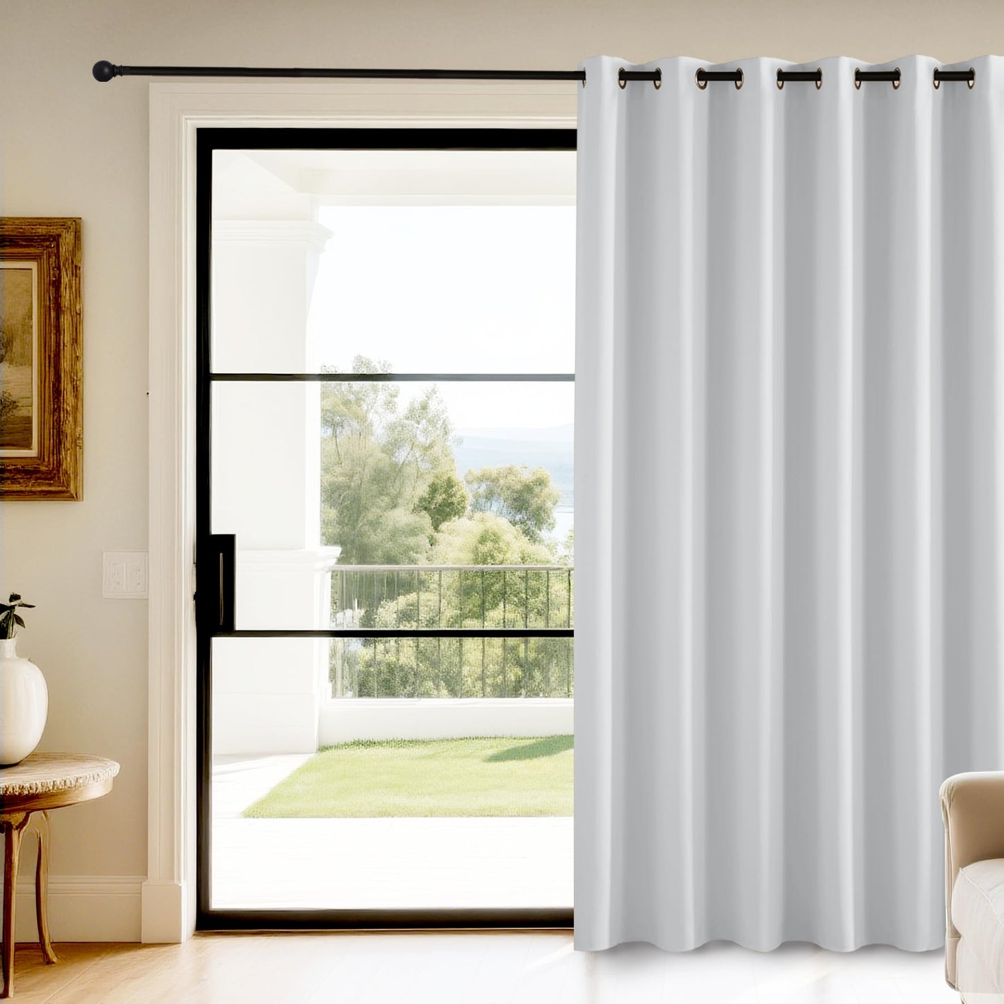 KGORGE Blackout Curtain Grey with Eyelets Door Curtain 200 cm Long - 1 Piece H 200 x W 140 cm Thermal Curtain Front Door Curtains Opaque Living Room Door Curtain Darkening Curtains Blackout