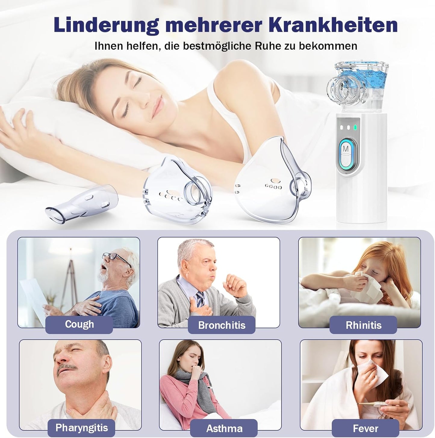 AU YAT Inhalationsgerät, Wiederaufladbarer USB C Inhalationsgerät Kinder mit Tragbarem Design, Super Leiser inhalator, Effizienter Vernebler Inhaliergerät Kinder für unterwegs