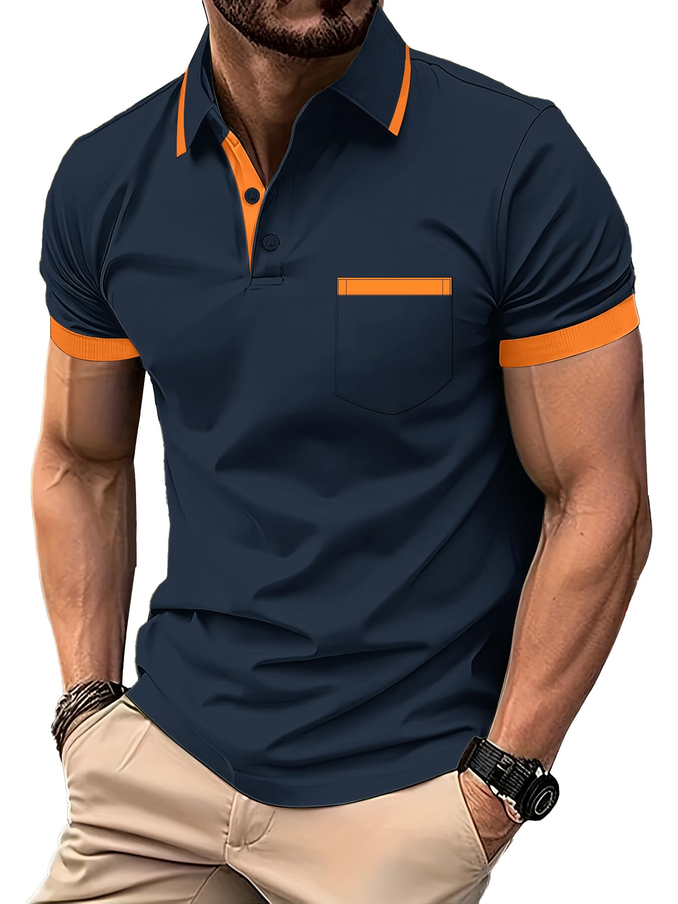 LLdress 3er Pack Poloshirt Herren Kurzarm Atmungsaktiv Poloshirt Set Leichtes Golf Polohemd Schnelltrocknend T Shirt