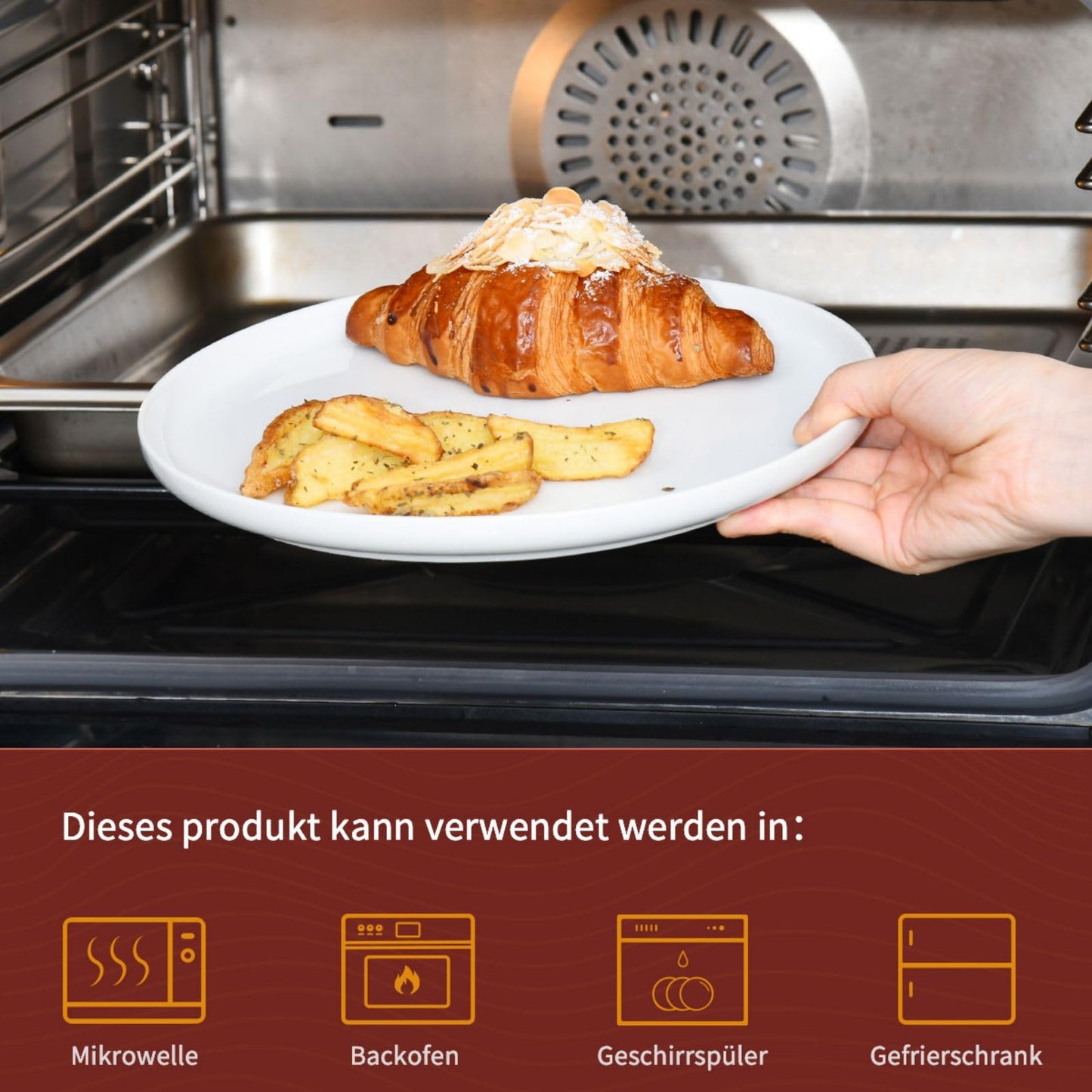 WishDeco Dessertteller 6er Set, Weiße Kuchenteller Φ18cm, Speiseteller Porzellan, Frühstücksteller Weiß mit erhöhtem Rand, Kleine Servierteller für Salat, Pasta, Brot, Vorspeisen