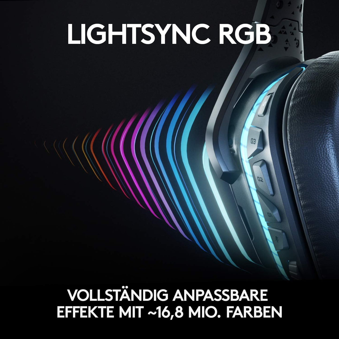 Logitech G935 kabelloses Gaming-Headset mit LIGHTSYNC RGB, 7.1 Surround Sound, DTS Headphone:X 2.0, 50mm Treiber, Flip-Stummschaltung, Wireless Verbindung, PC/Xbox One/PS4/Nintendo Switch - Schwarz
