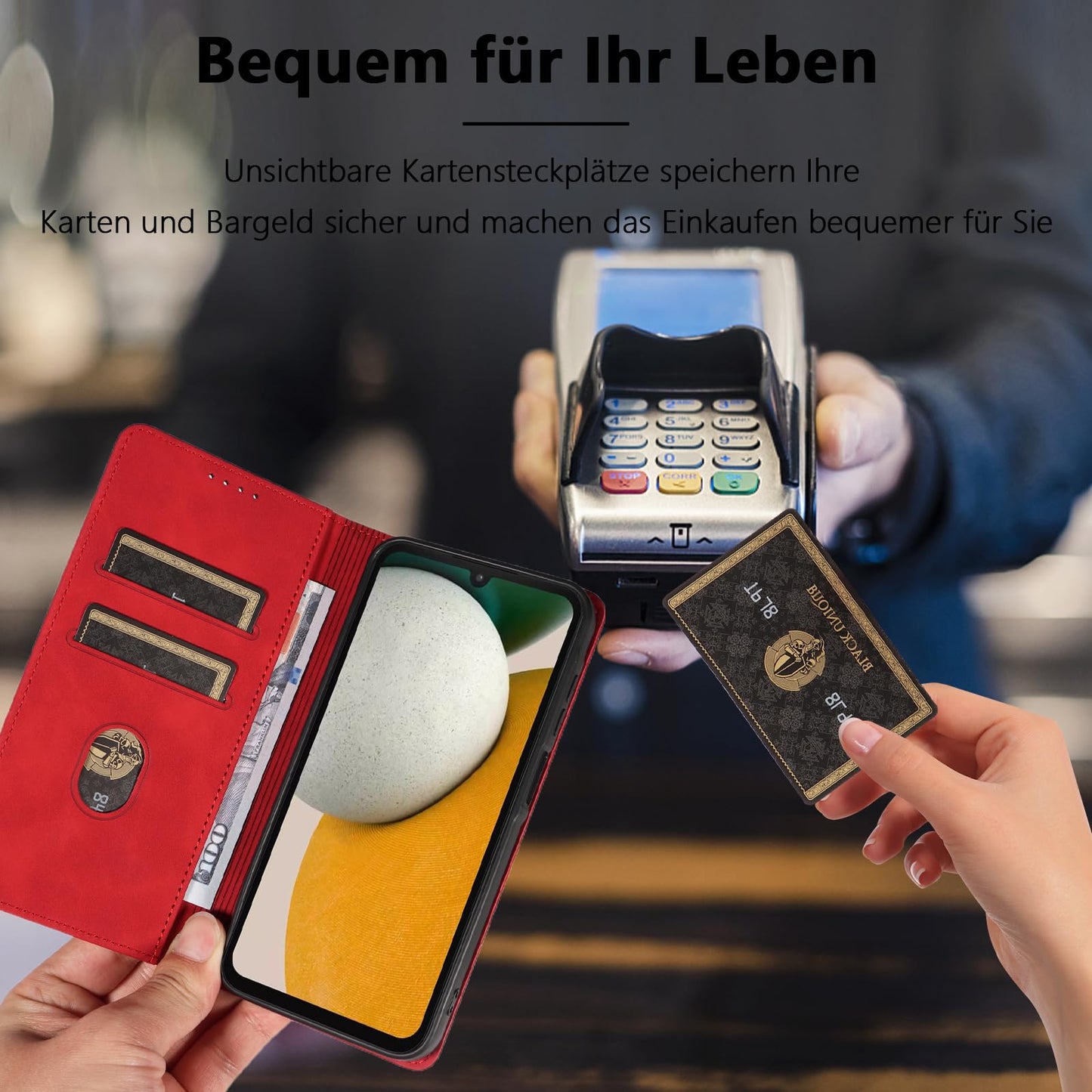 S. Dawezo Hülle für Samsung Galaxy S22 Plus, Premium Leder magnetische Handyhülle mit Ständer, Kartenfach und Brieftasche, Shock Absorbing, kompatibel mit Samsung S22 Plus-Kaffee