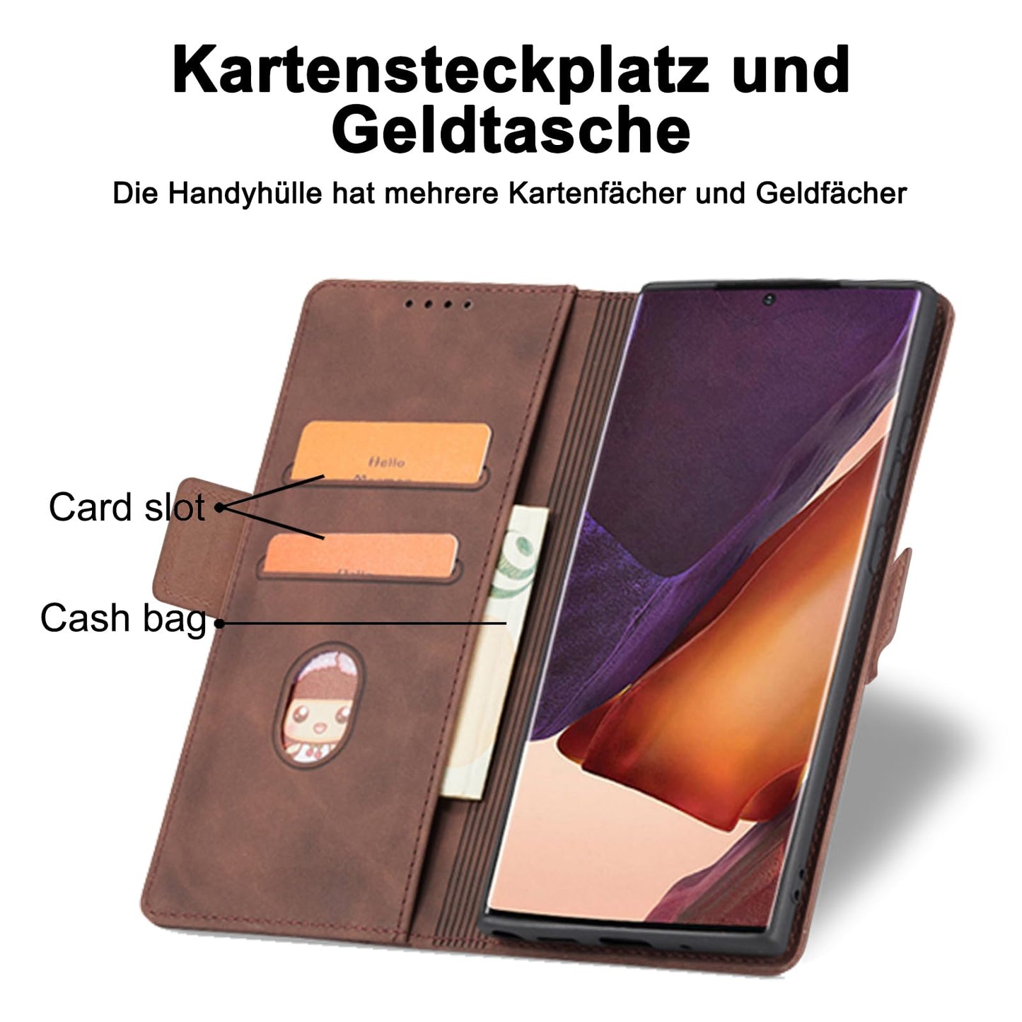 S. Dawezo Hülle für Samsung Galaxy S22 Plus, Premium Leder magnetische Handyhülle mit Ständer, Kartenfach und Brieftasche, Shock Absorbing, kompatibel mit Samsung S22 Plus-Kaffee