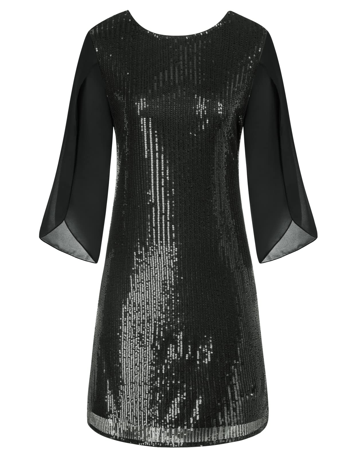 GRACE KARIN Damen Pailletten Kleid 3/4 Ärmel Party Cocktailkleid Club Glitzer Kleid Vintage MidiKleid Festlich Abendkleid