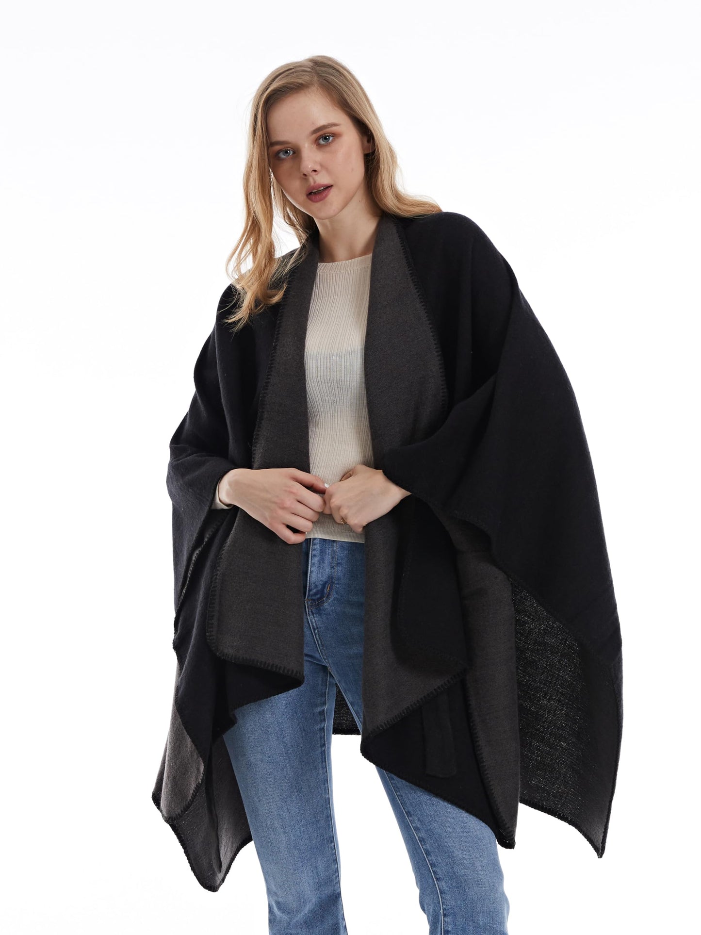 DiaryLook Damen Poncho Schal Winter Cardigan Übergroße Cape Elegant Poncho Für Frauen Umhang Damen Warm Geschenk Für Mutter