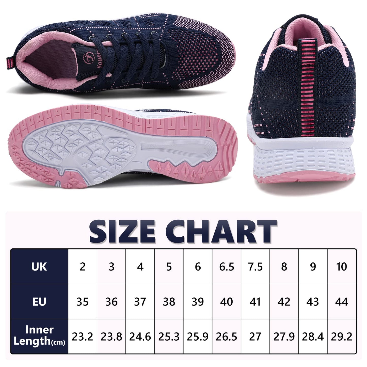 ANBIWANGLUO Damen Turnschuhe Sportliche Laufschuhe Schnürschuhe Atmungsaktive Outdoor Cross Trainer zum Joggen