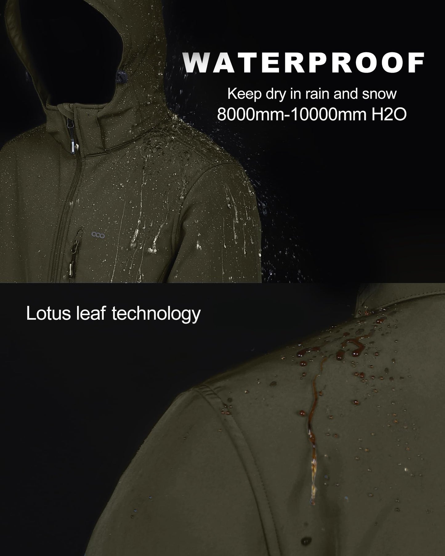 33,000ft Softshelljacke für Herren Wasserdicht Winterjacke Winddicht Warme Fleece Gefüttert Windbreaker Funktionsjacke Outdoorjacke für Wandern Fahrrad Camping