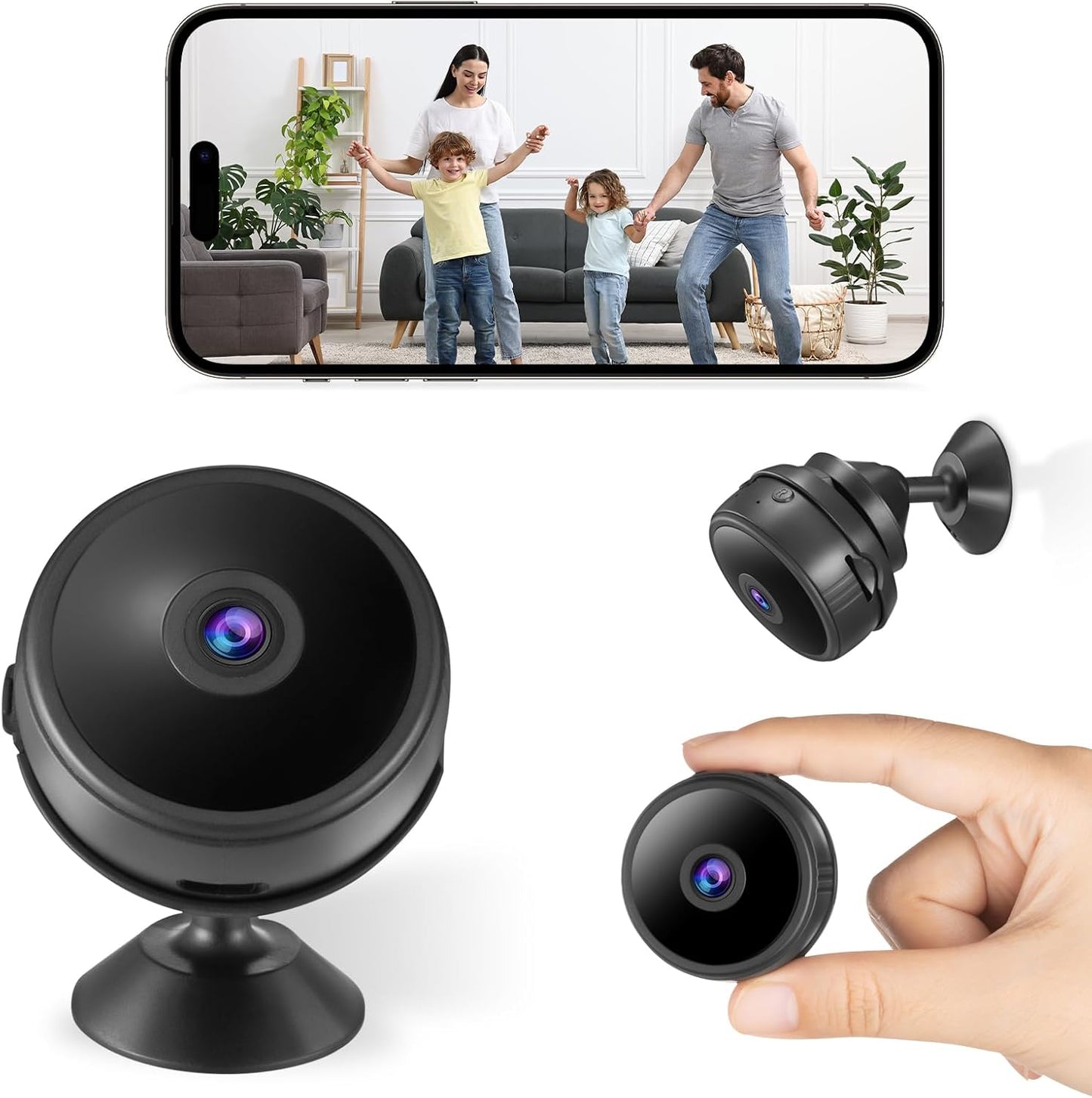 Mini-Kamera 1080P FHD Überwachungskamera innen WLAN Live Übertragung Handy APP WiFi Camera Indoor mit Akku Kleine Kompakte Sicherheitskamera mit Nachtsicht Bewegungsmelder für Baby Alten Haustier