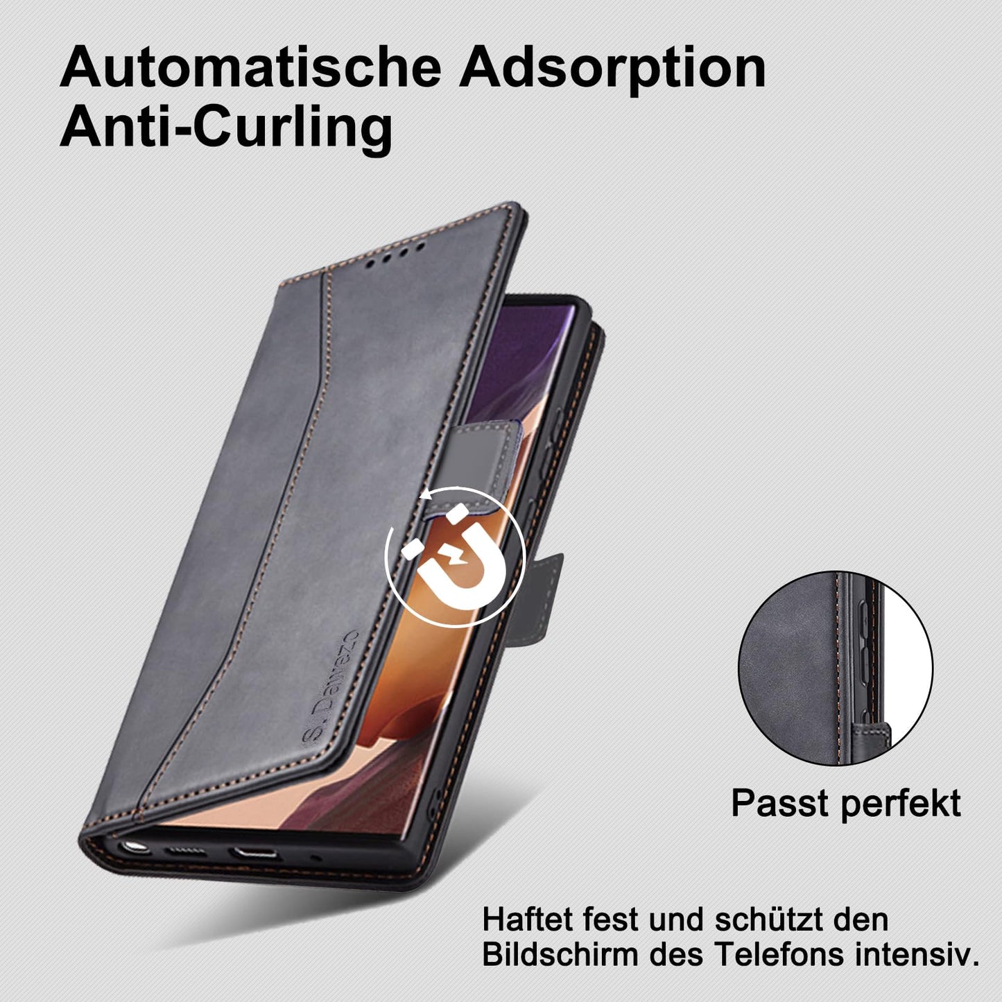 S. Dawezo Hülle für Samsung Galaxy S22 Plus, Premium Leder magnetische Handyhülle mit Ständer, Kartenfach und Brieftasche, Shock Absorbing, kompatibel mit Samsung S22 Plus-Kaffee