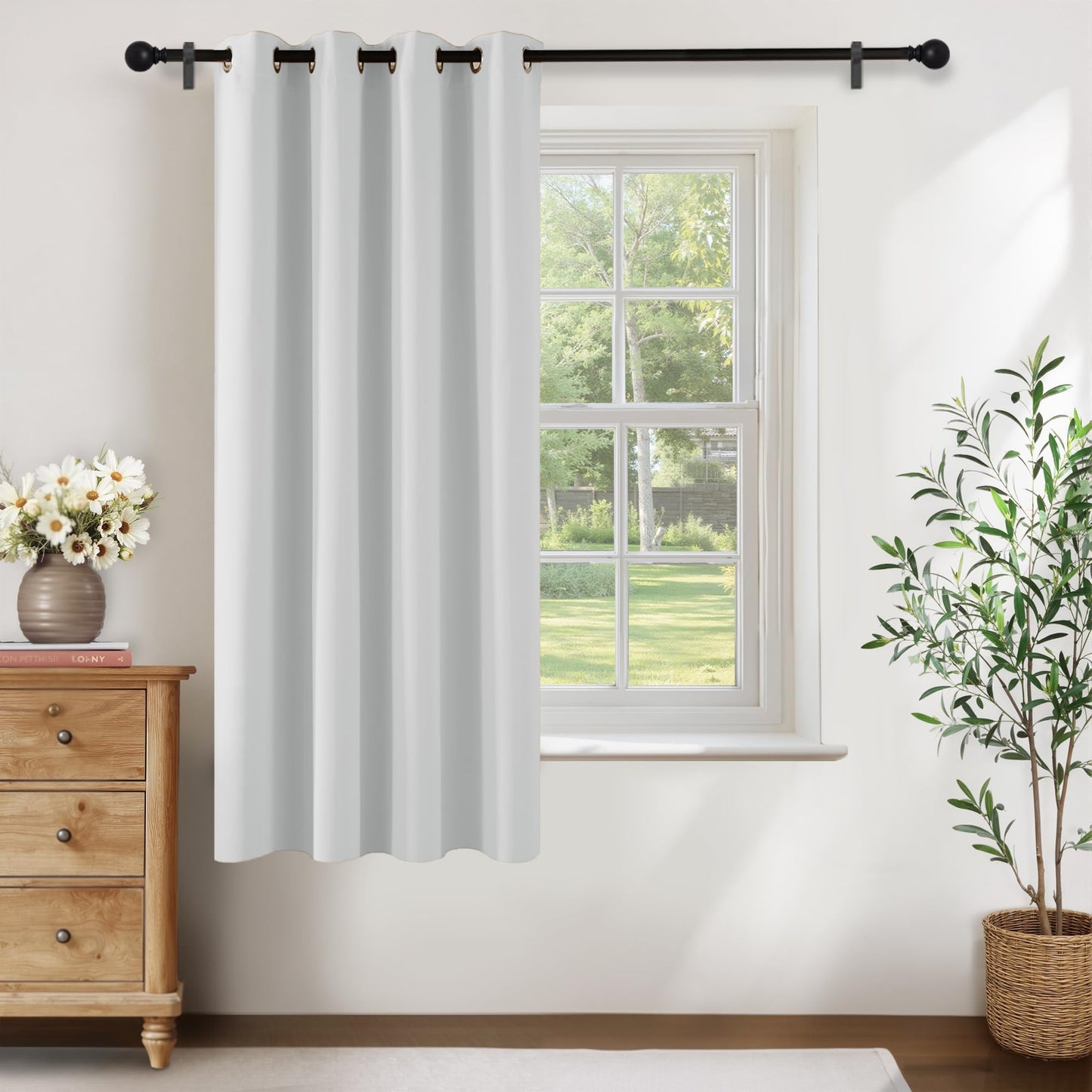 KGORGE Blackout Curtain Grey with Eyelets Door Curtain 200 cm Long - 1 Piece H 200 x W 140 cm Thermal Curtain Front Door Curtains Opaque Living Room Door Curtain Darkening Curtains Blackout