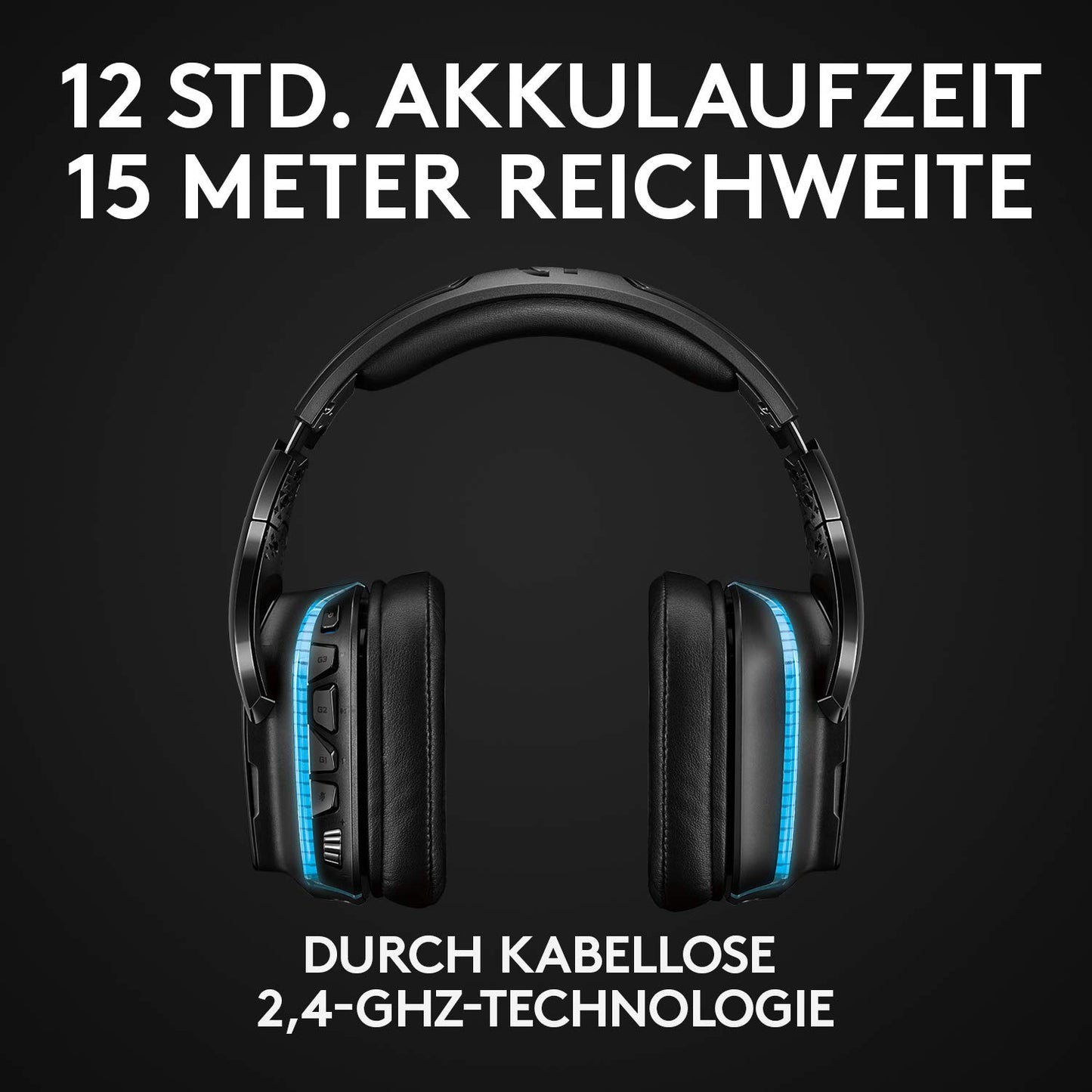 Logitech G935 kabelloses Gaming-Headset mit LIGHTSYNC RGB, 7.1 Surround Sound, DTS Headphone:X 2.0, 50mm Treiber, Flip-Stummschaltung, Wireless Verbindung, PC/Xbox One/PS4/Nintendo Switch - Schwarz