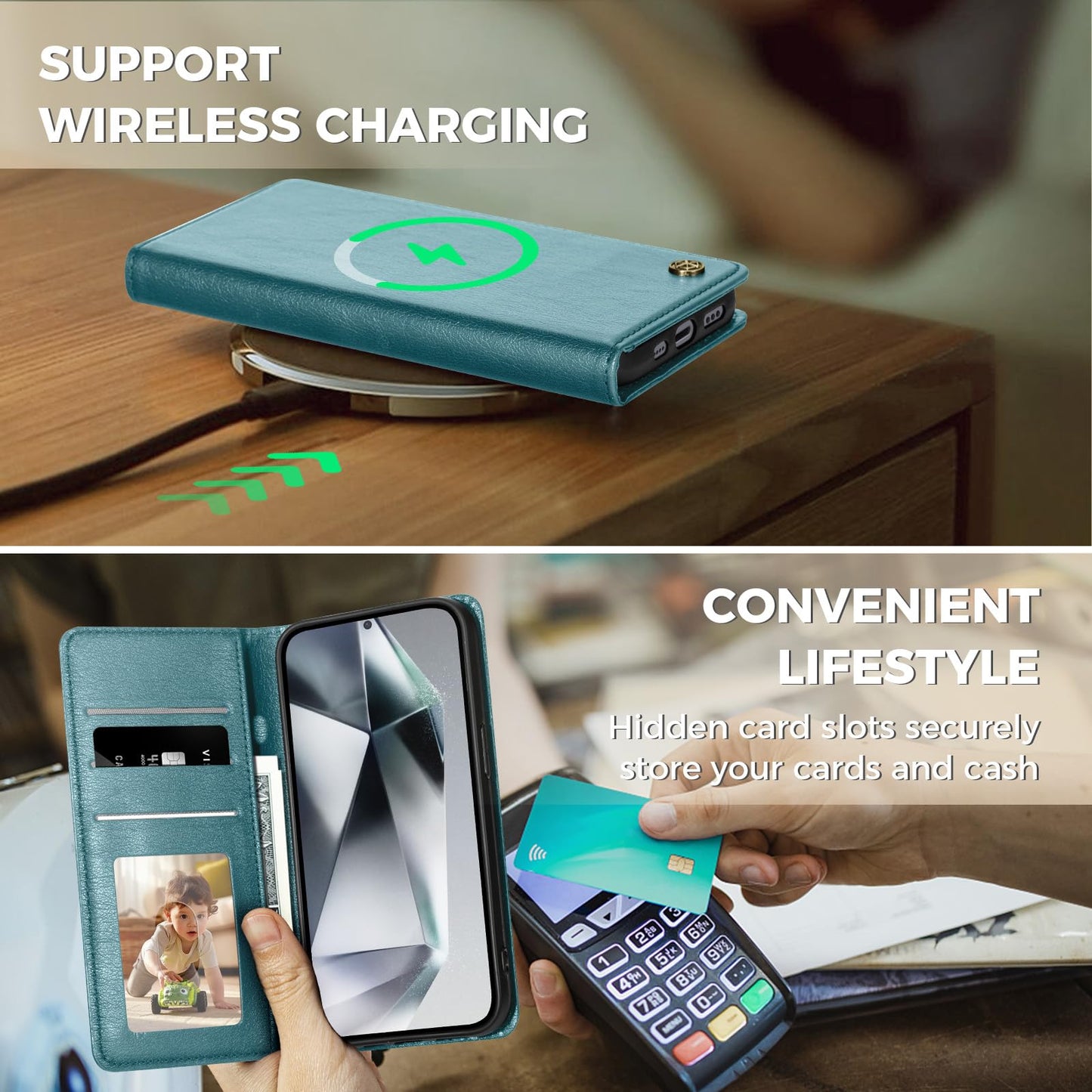 GUCASBE Handyhülle für Samsung Galaxy S24 Ultra Hülle, Premium Lederhülle Klappbar Flip Case RFID Schutzhülle Kartenfach Standfunktion Klapphülle Handytasche für Samsung Galaxy S24 Ultra - Schwarz