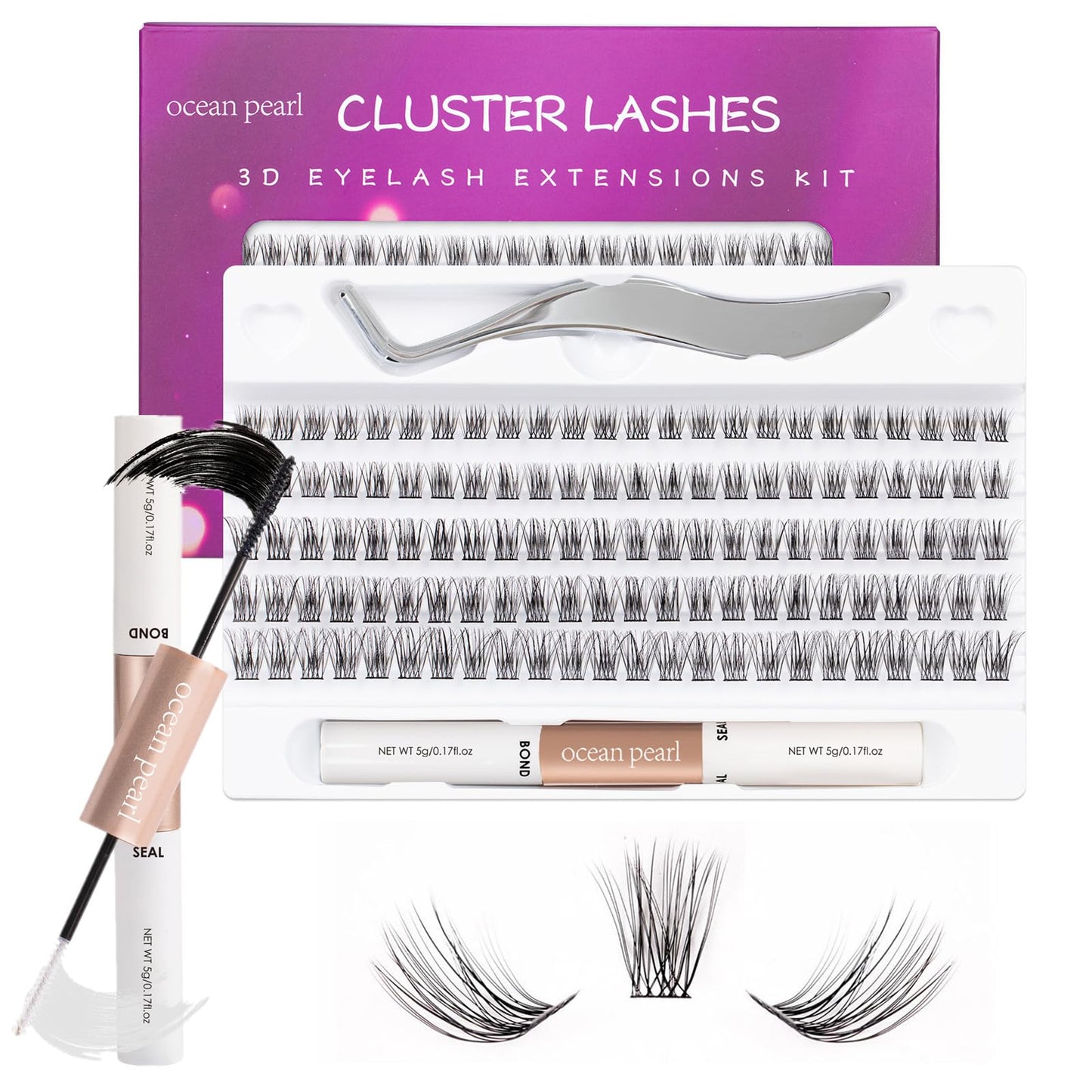 Wimpern Extensions 120 Büschel DIY Lash Extension Set Einzelne Wimpern mit Wimpernkleber und Pinzette für Anfänger Wimpernverlängerung zu Hause Individual Lashes 10-16mm C/D Curl - OP01