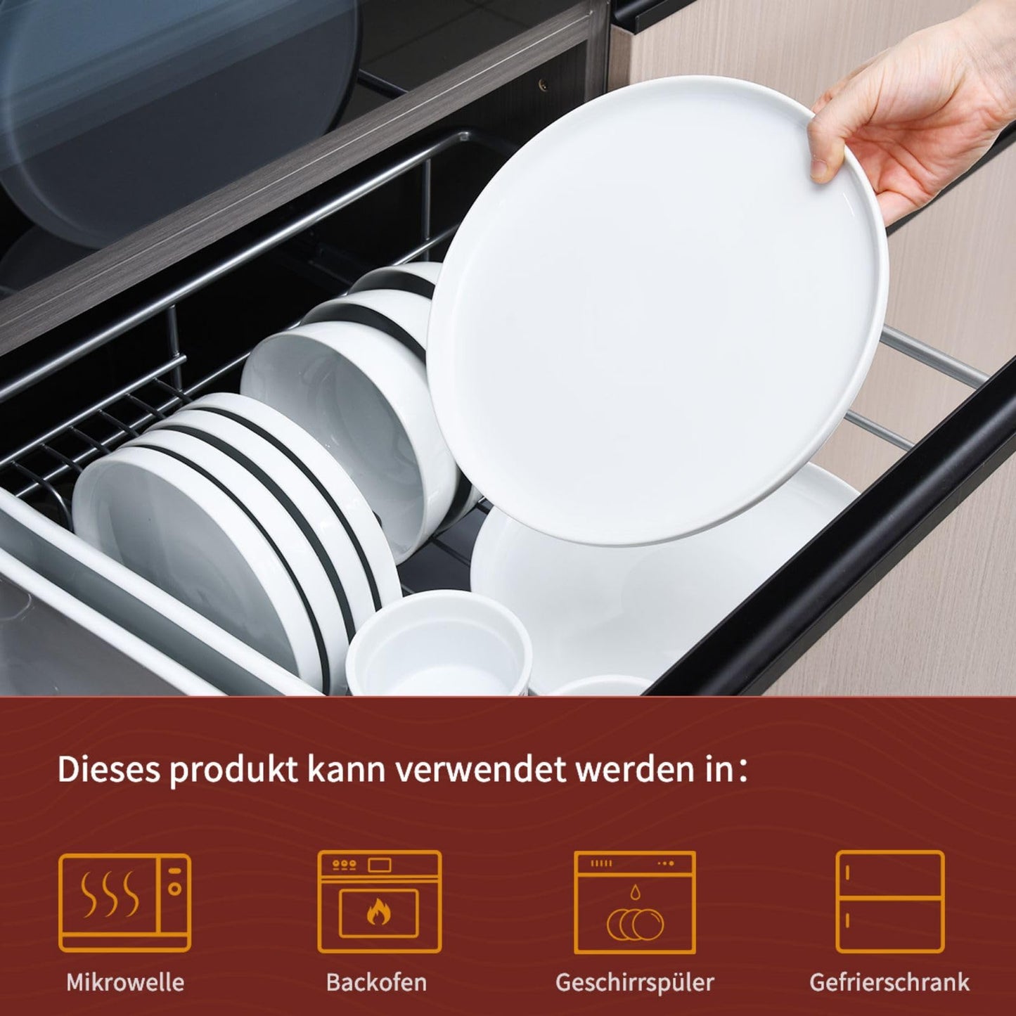 WishDeco Dessertteller 6er Set, Weiße Kuchenteller Φ18cm, Speiseteller Porzellan, Frühstücksteller Weiß mit erhöhtem Rand, Kleine Servierteller für Salat, Pasta, Brot, Vorspeisen