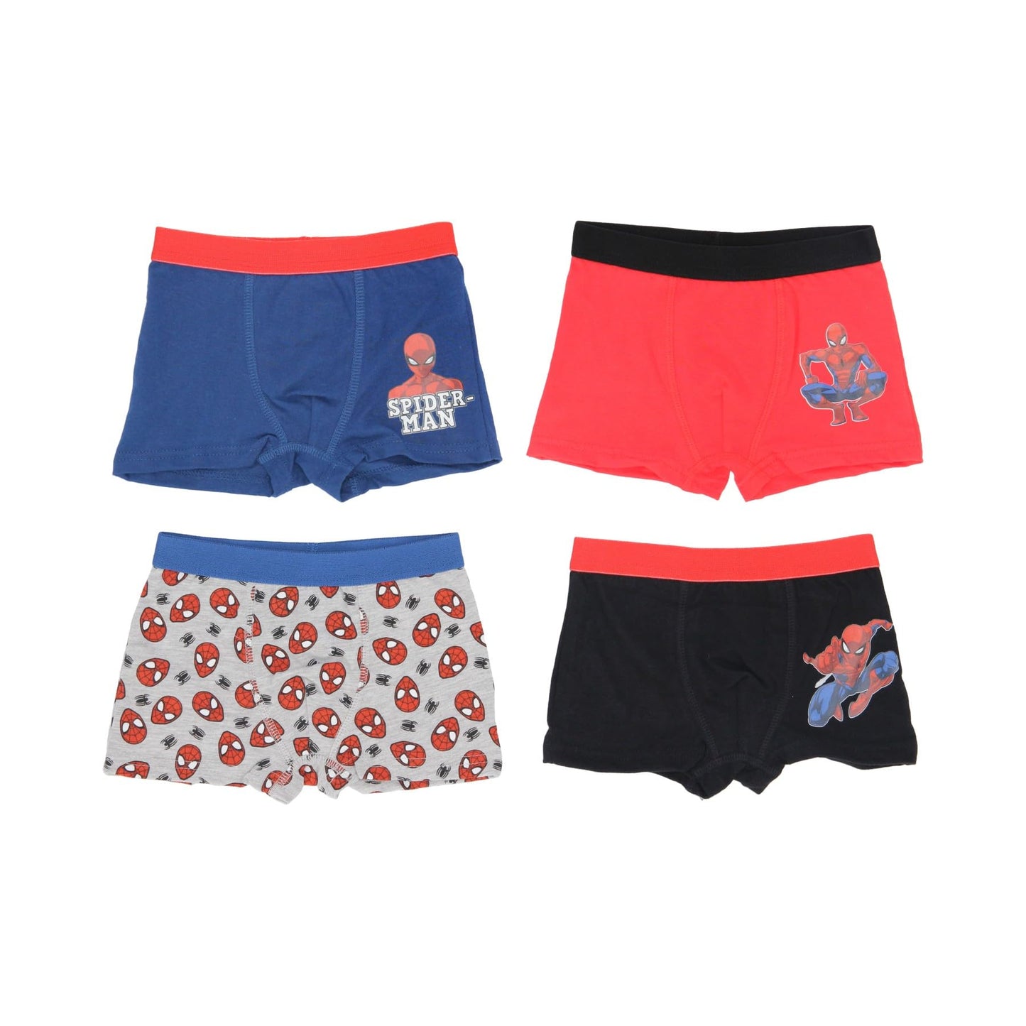 Marvel Spiderman Jungen 4er Pack Boxershorts Unterhosen mit unterschiedlichen Motiven Underwears Kinder Unterhose wäsche 98-140 cm
