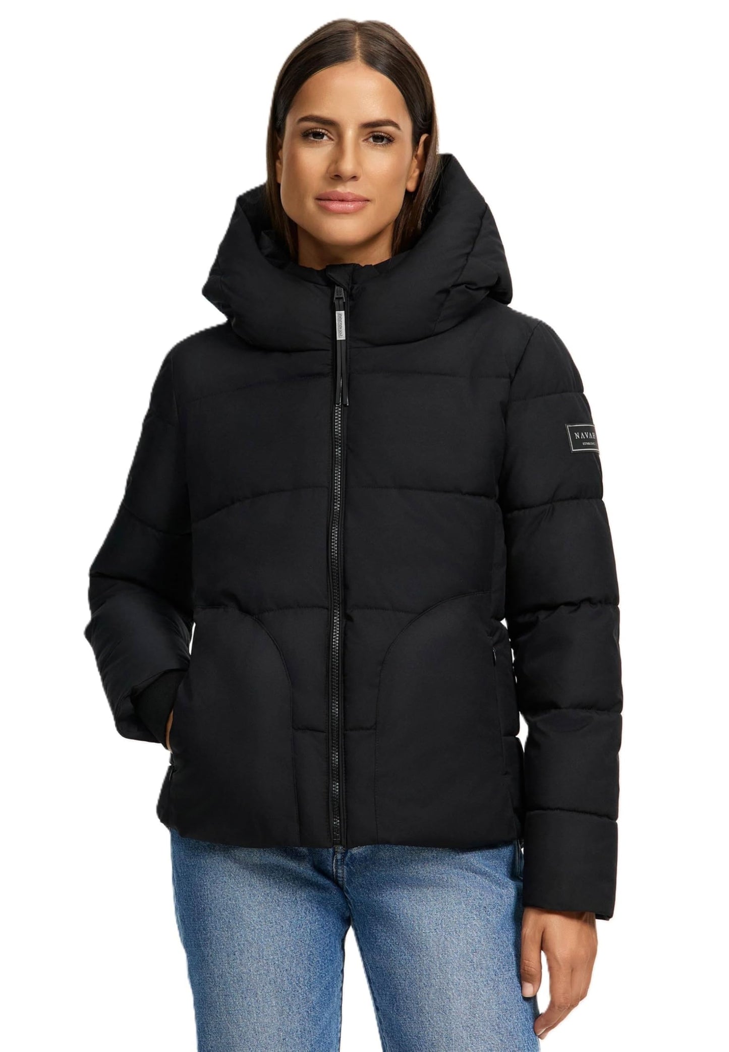 Navahoo Damen Winterjacke (XS-XXL) - Wasserabweisend, hochstehender und gefütterter Kragen, große Kapuze, Steppjacke, Warme Jacke Frauen - N004