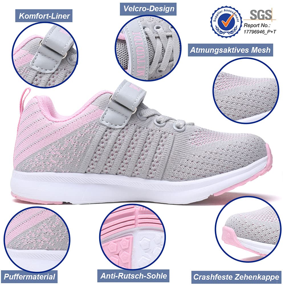 Mitudidi Unisex-Kinder Turnschuhe Mädchen Sportschuhe Leicht Atmungsaktiv Laufschuhe Outdoor Fitnessschuhe Sneaker Hallenschuhe