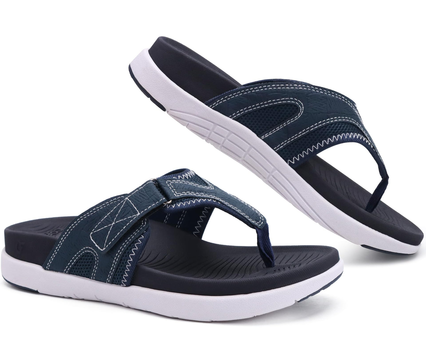 COFACE Sandalen Herren Zehentrenner Weiche Bequeme Flip Flops Arch Support Orthopädische Sommer Leder Sandalen für Herren Badelatschen Outdoor