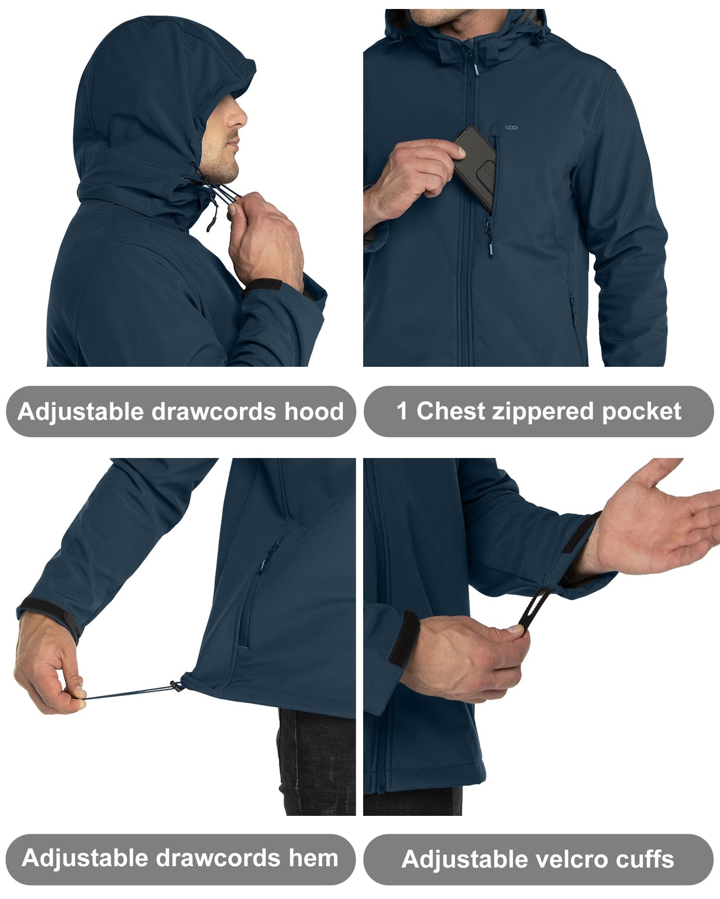 33,000ft Softshelljacke für Herren Wasserdicht Winterjacke Winddicht Warme Fleece Gefüttert Windbreaker Funktionsjacke Outdoorjacke für Wandern Fahrrad Camping