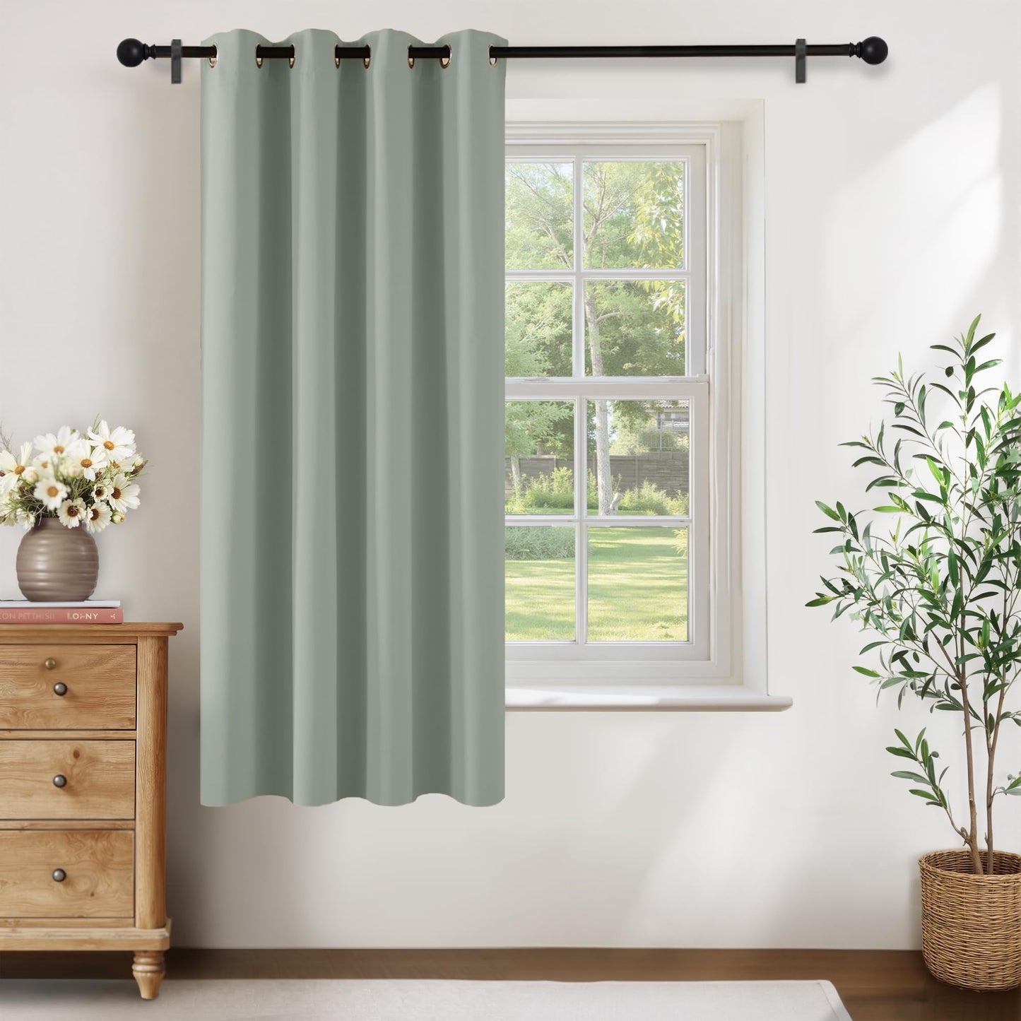KGORGE Blackout Curtain Grey with Eyelets Door Curtain 200 cm Long - 1 Piece H 200 x W 140 cm Thermal Curtain Front Door Curtains Opaque Living Room Door Curtain Darkening Curtains Blackout