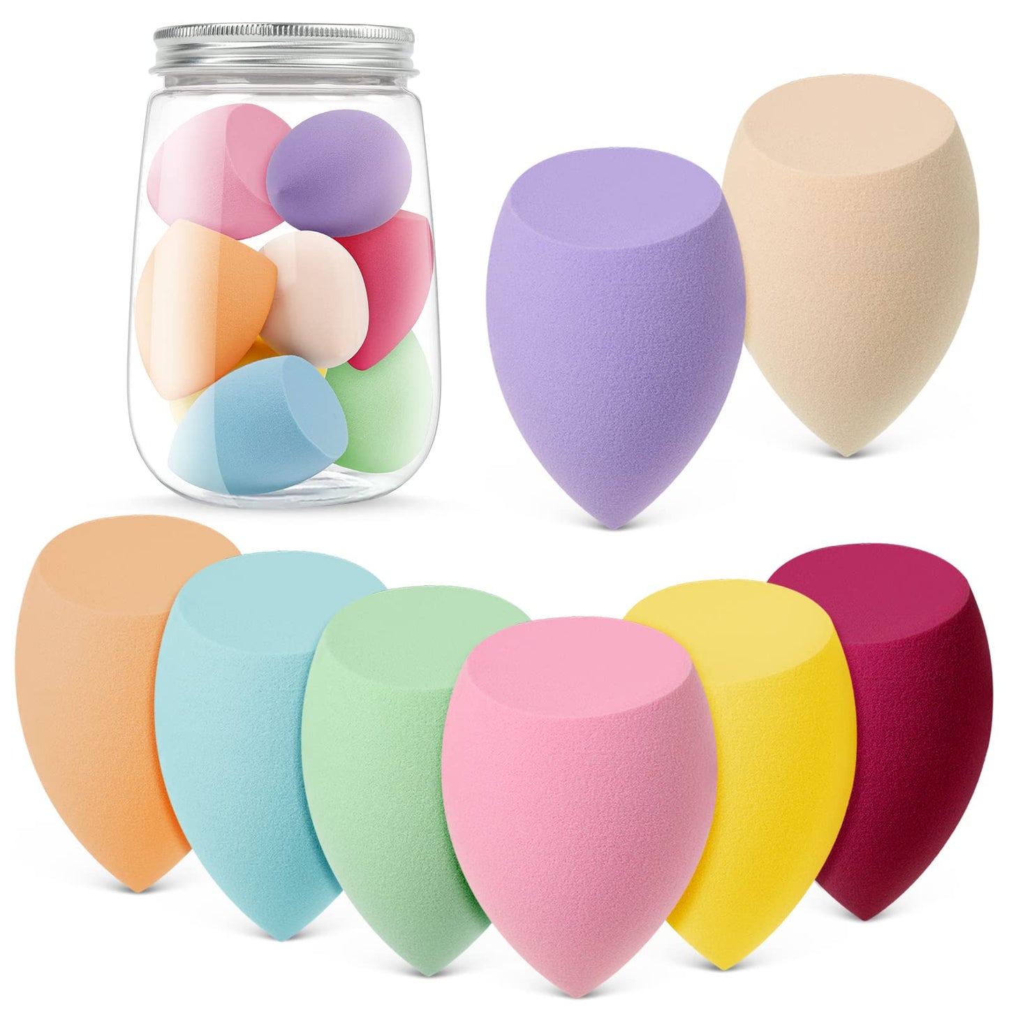 AUAUY 4 PCS Make up Schwamm Set, Foundation Blending Beauty Sponge, Beauty Makeup Schwämme Blender für Flüssigkeit Foundation Puder Sonnenschutz und Creme mit 1 Schwammhalter, 1 Puderquaste