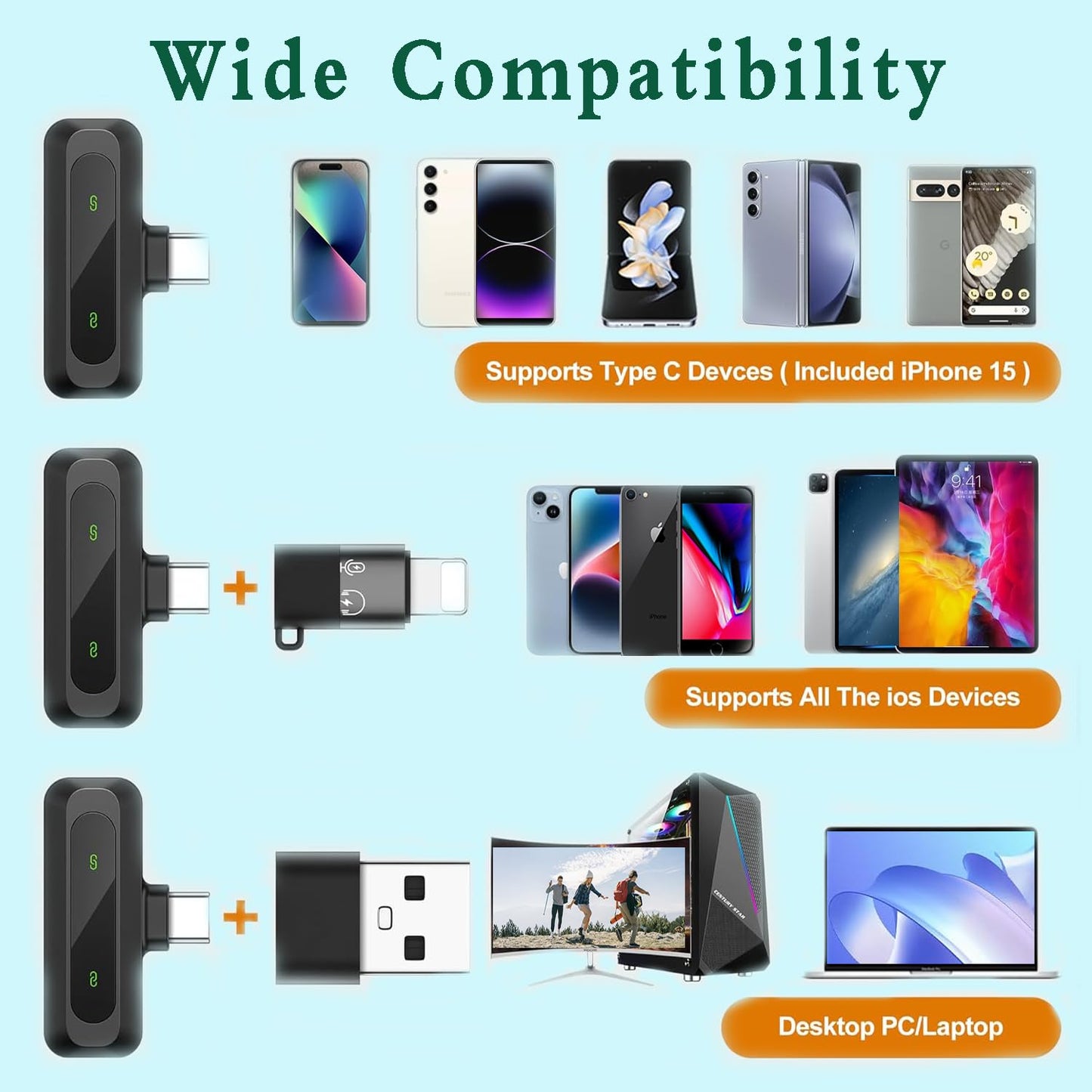 Mini Wireless Lavalier Microphone for Android and iPhone, iOS Devices - Noise Reduction Lapel Mic for Recording, Clip on Mic, for Video Recording, Tiktok, Youtube, Vlog Podcast Content Creator