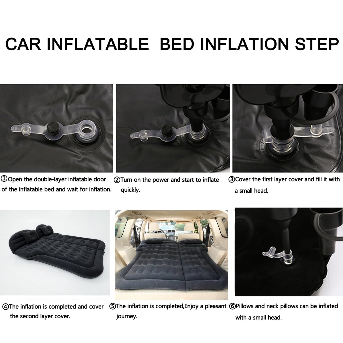 Icelus Auto Matratze SUV Luftmatratze with Luftpumpe 195 * 130 * 15 cm Aufblasbare Camping Kombi Luftbett für Auto Rücksitz Dickere Kofferraum Matratze Bett für Camping Outdoor Traveling