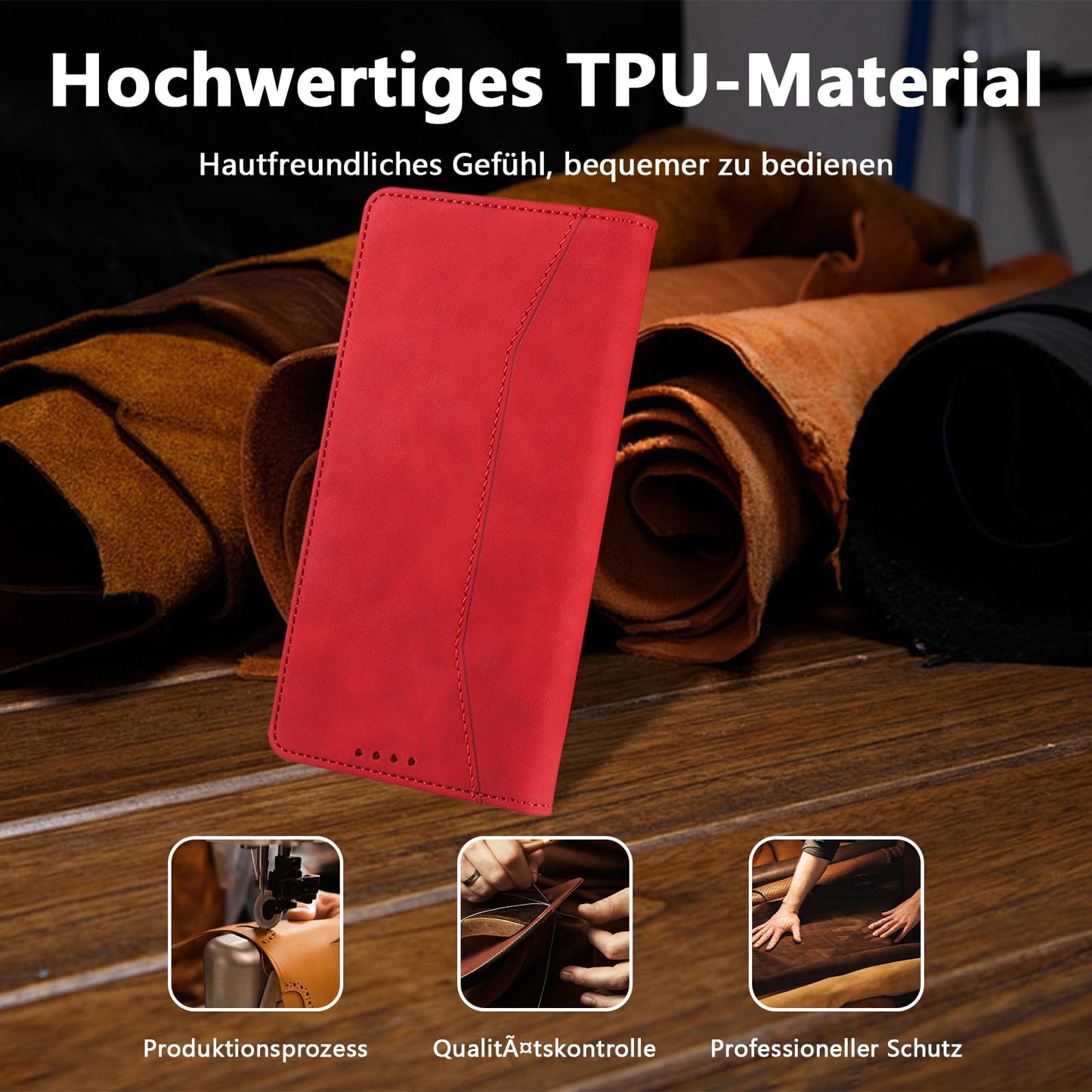 S. Dawezo Hülle für Samsung Galaxy S22 Plus, Premium Leder magnetische Handyhülle mit Ständer, Kartenfach und Brieftasche, Shock Absorbing, kompatibel mit Samsung S22 Plus-Kaffee