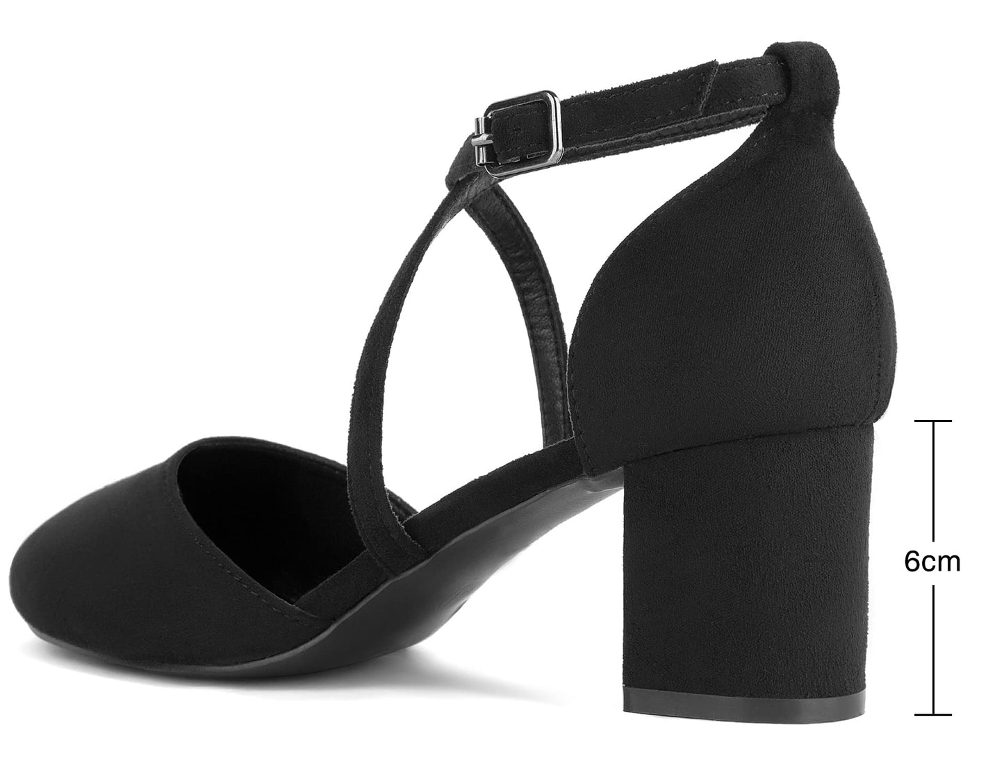 Greatonu Damen Pumps Riemchenpumps Spangenpumps Sandale mit Kreuz Knöchelriemen Blockabsatz Geschlossener Spitze Glitzer Pumps - Perfekt für Hochzeiten und Partys