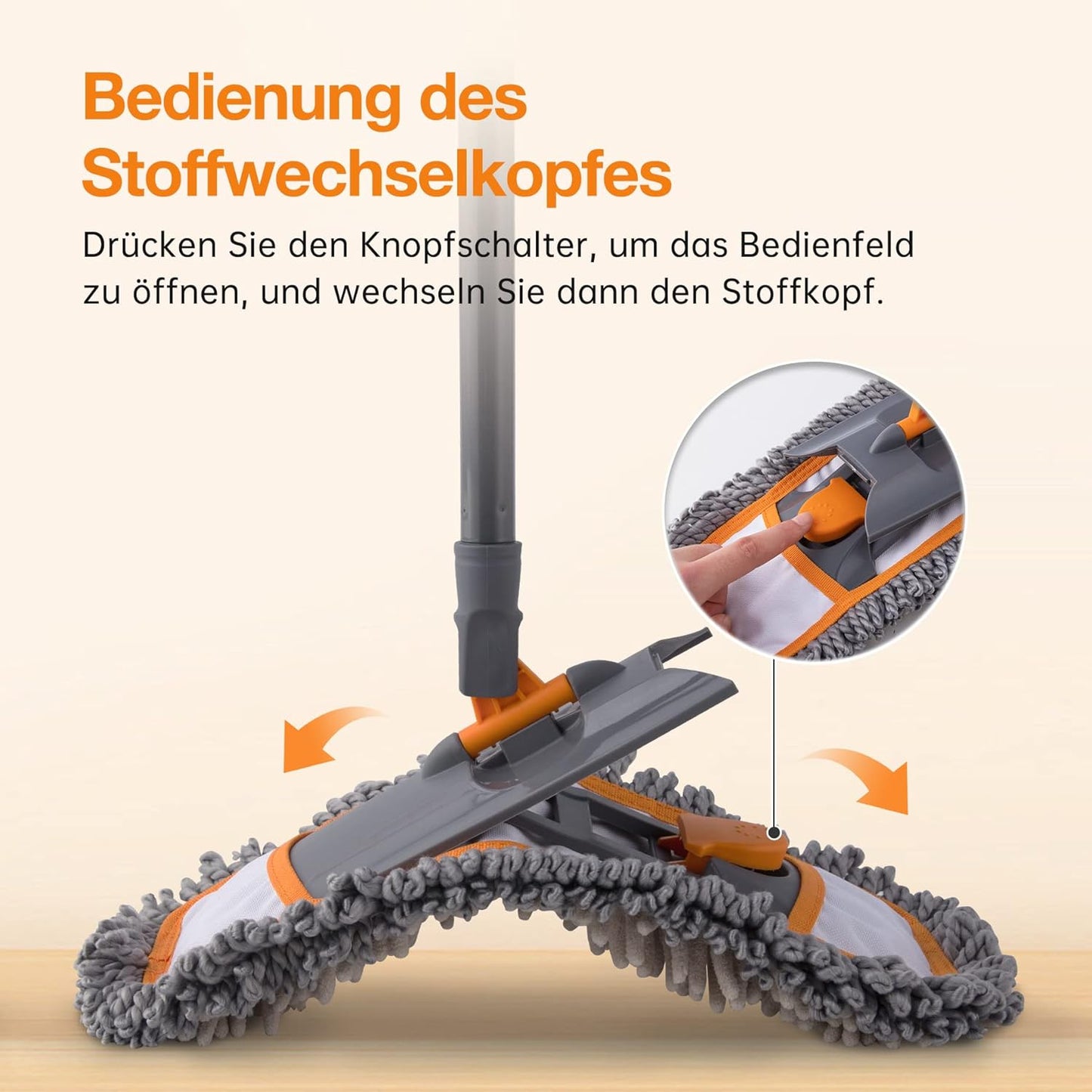 CLEANHOME Nass- & Trockenmopps für den Haushalt,Bodenwischer Set mit 3 Verschiedenen Waschbaren Mopp-Pads und Ausziehbarem langem Griff, Wischer Boden,Wischmopp for Hardwood,Marble,Tile Floor Mopping.