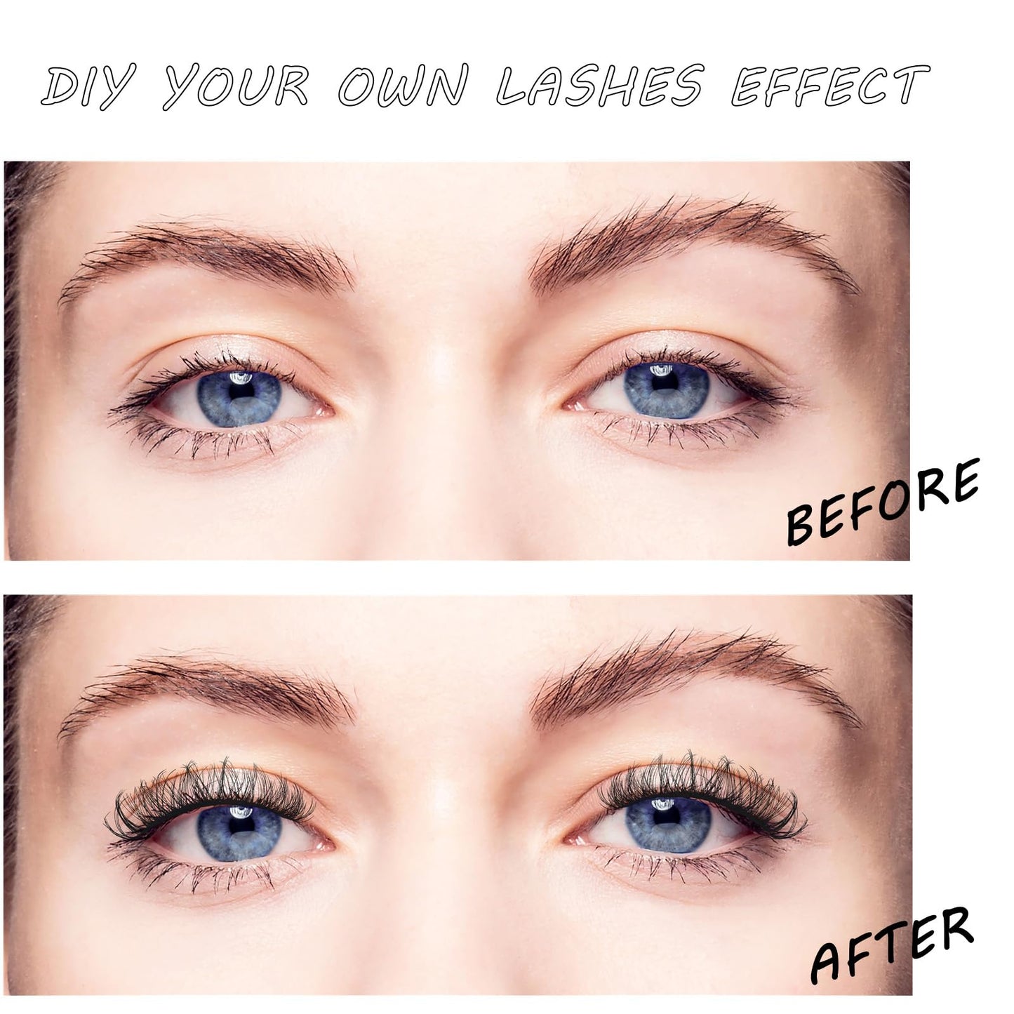 Wimpern Extensions 120 Büschel DIY Lash Extension Set Einzelne Wimpern mit Wimpernkleber und Pinzette für Anfänger Wimpernverlängerung zu Hause Individual Lashes 10-16mm C/D Curl - OP01