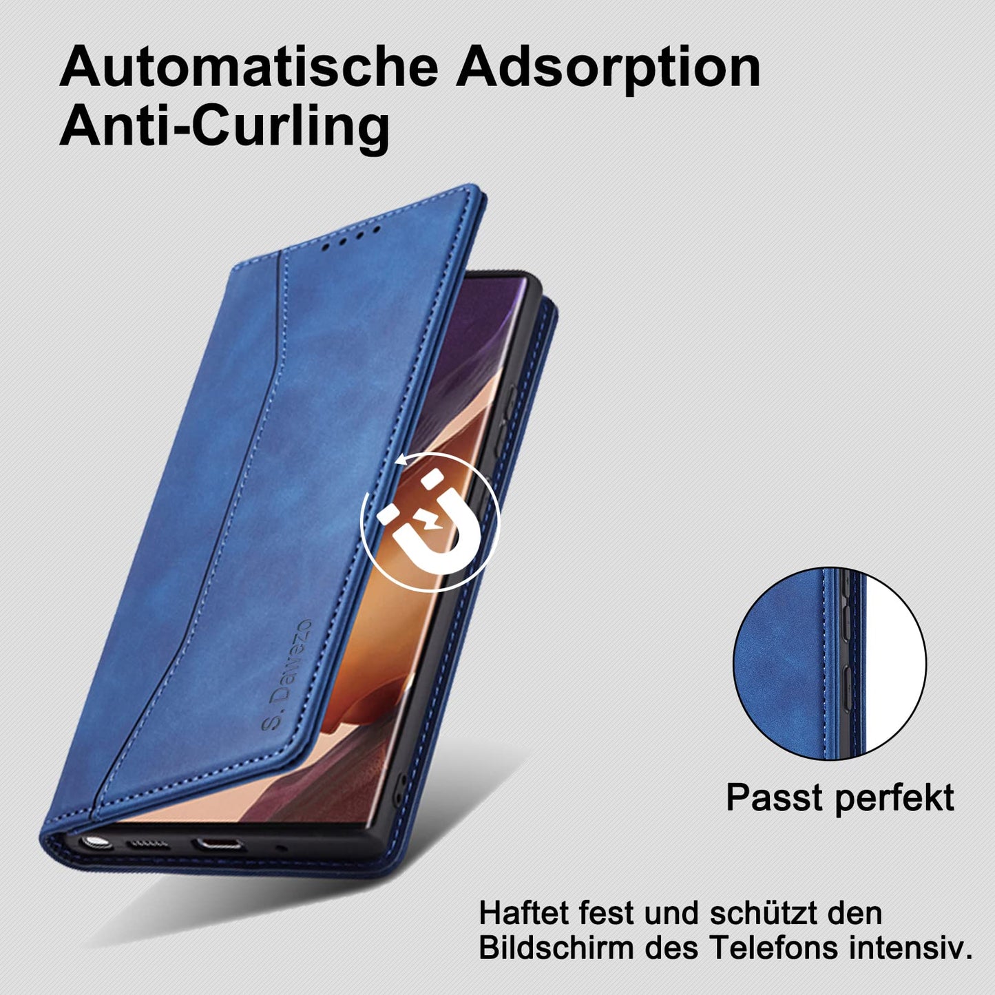 S. Dawezo Hülle für Samsung Galaxy S22 Plus, Premium Leder magnetische Handyhülle mit Ständer, Kartenfach und Brieftasche, Shock Absorbing, kompatibel mit Samsung S22 Plus-Kaffee