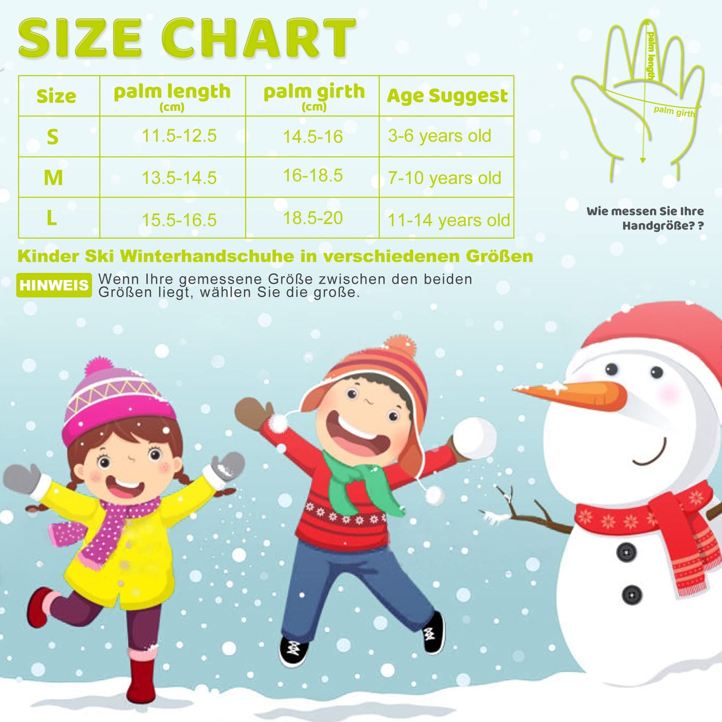 ThxToms Children's Ski Gloves, Winter Ski Gloves, -15°C, Windproof, Waterproof, Warm, Oxford Palm, Thickened for Cold Weather, Outdoor Sports, Snowboarding, Skiing, for Boys and Girls