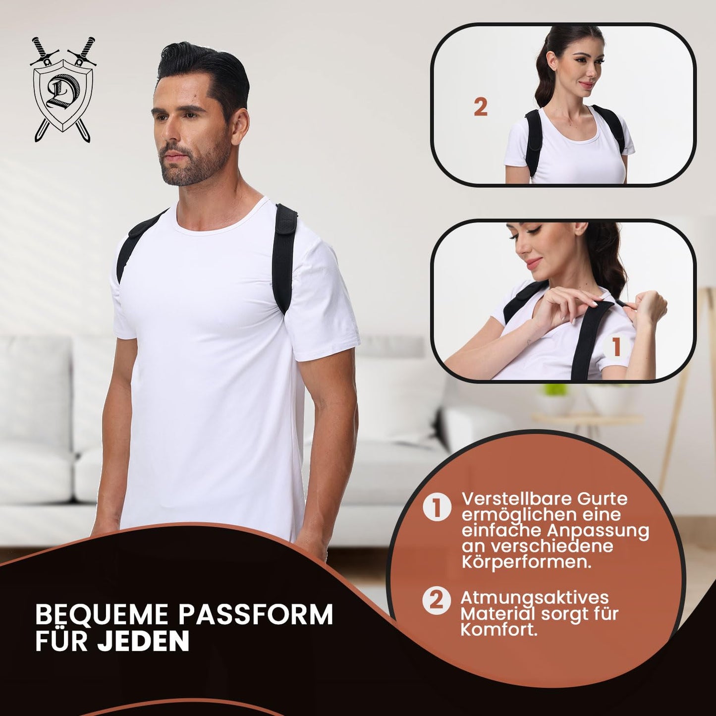 DONNER KRAFT Haltungskorrektur Herren Damen Innovativer Rückenstützgürtel: Back Posture Haltung Korrektur Gurt für Herren und Damen - Verstellbare und Atmungsaktive Haltungstrainer + Ebook (S-L)