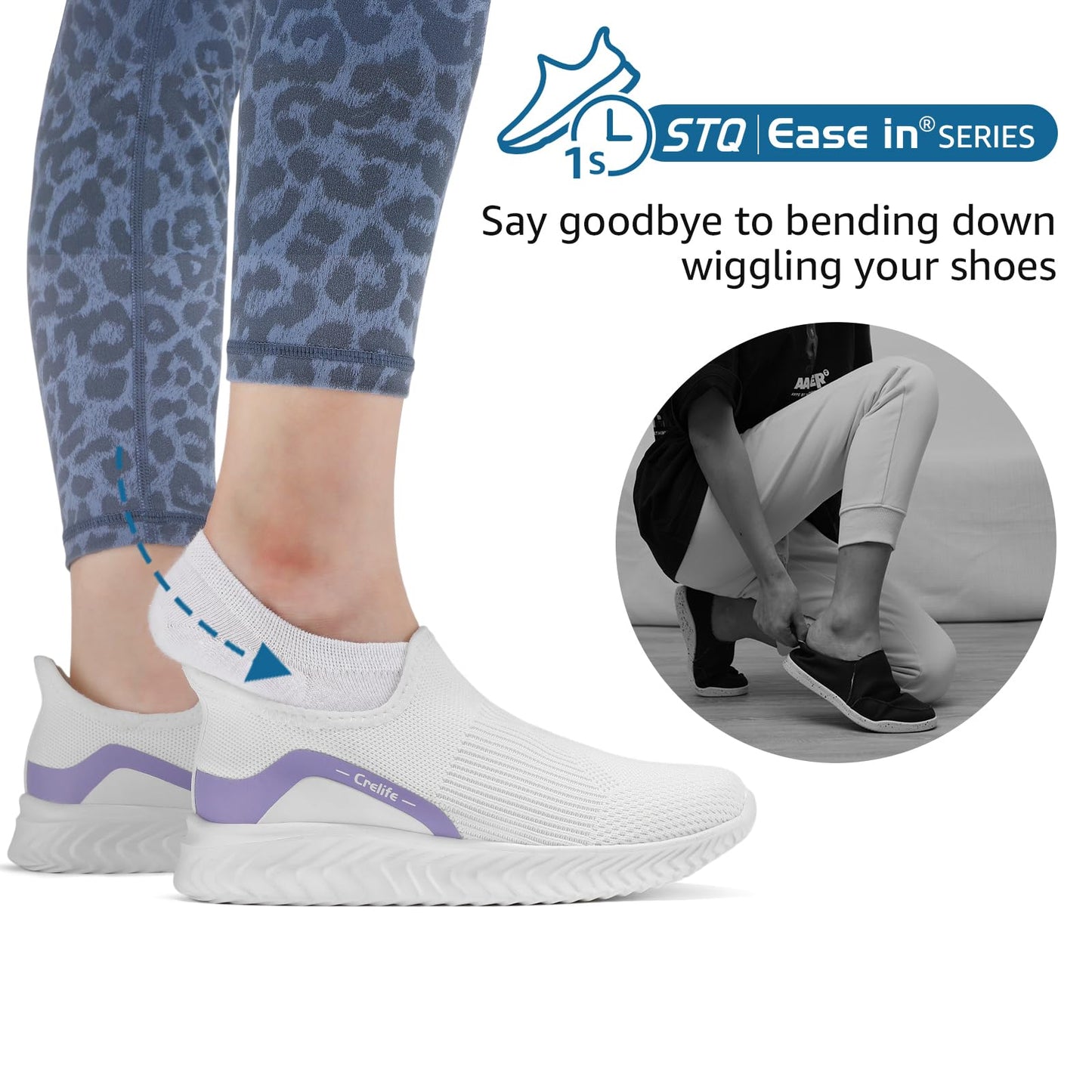 STQ Slip on Freihändig Damen Slip on Sneakers Bequem Orthopädische Schuhe