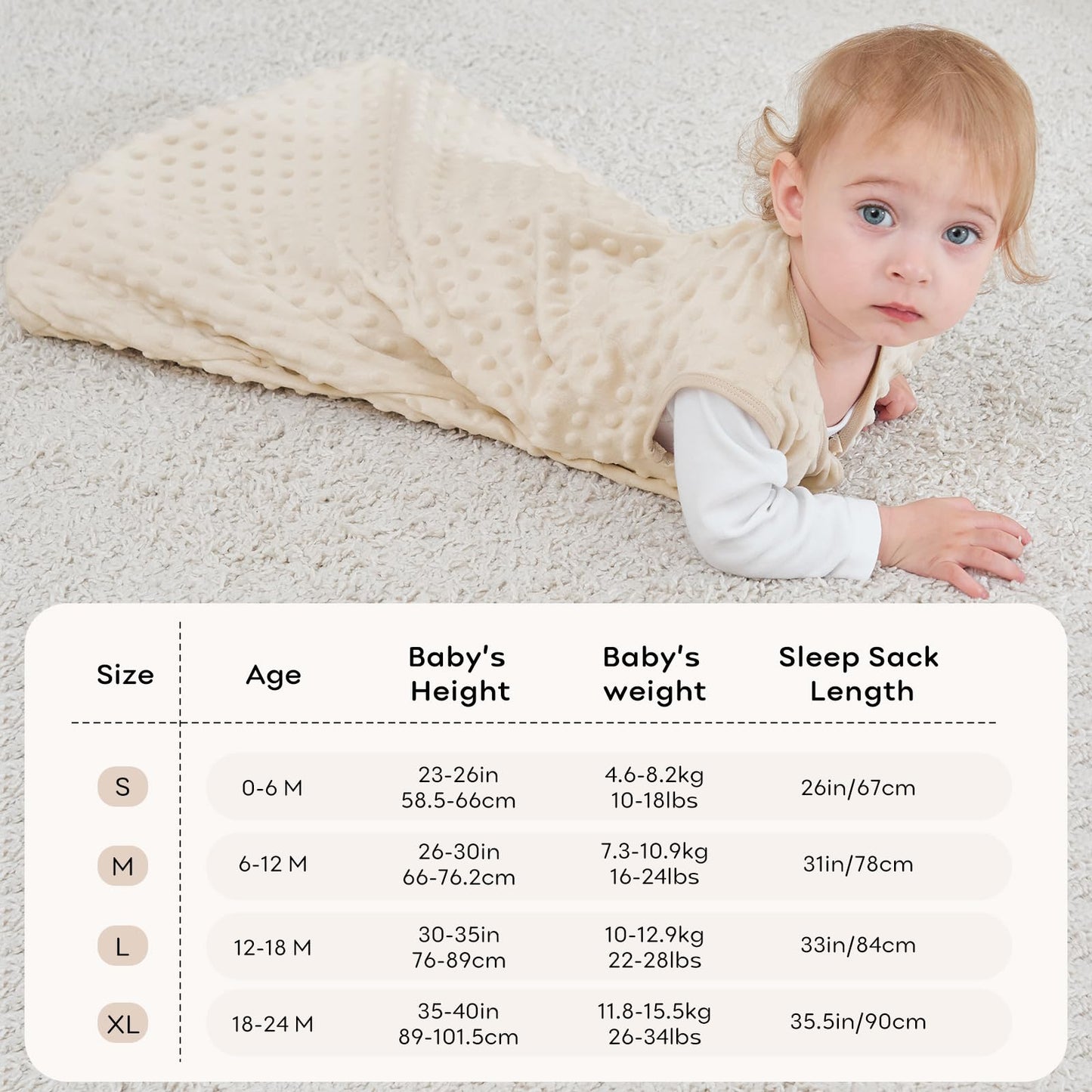 Unnivoll Schlafsack Baby 1.5 Tog Babyschlafsack 0-6 Monate 2er Pack Schlafsack Winter Herbst 67 cm für Jungen Mädchen Neugeborene Kaffee