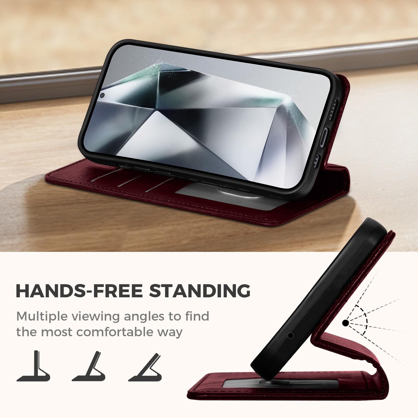 GUCASBE Handyhülle für Samsung Galaxy S24 Ultra Hülle, Premium Lederhülle Klappbar Flip Case RFID Schutzhülle Kartenfach Standfunktion Klapphülle Handytasche für Samsung Galaxy S24 Ultra - Schwarz