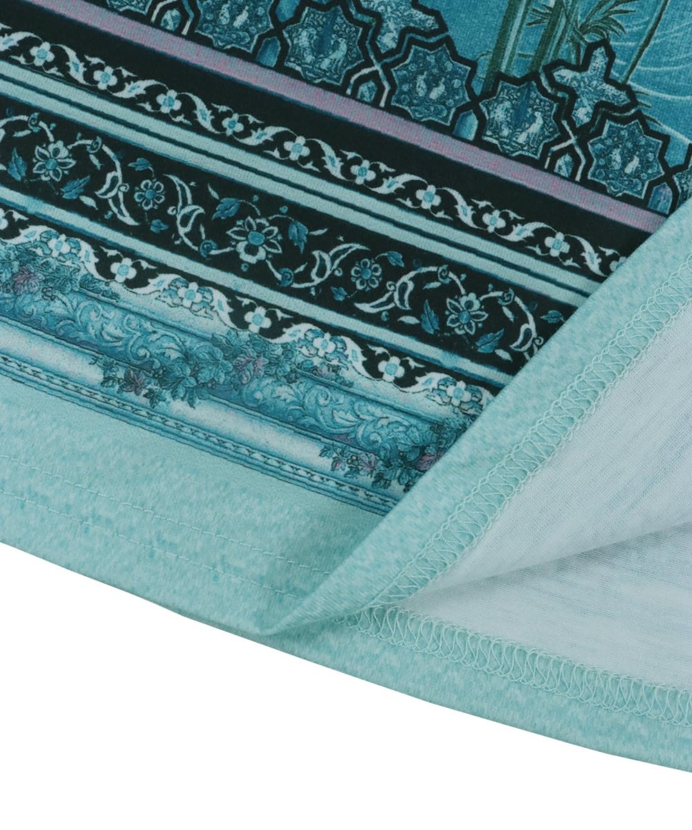 Yeenily Damen Bohemian Langarm Kleid V-Ausschnitt Blumenmuster Tunikakleider A Linien Lose Lässiges MiniKleid Freizeitkleid