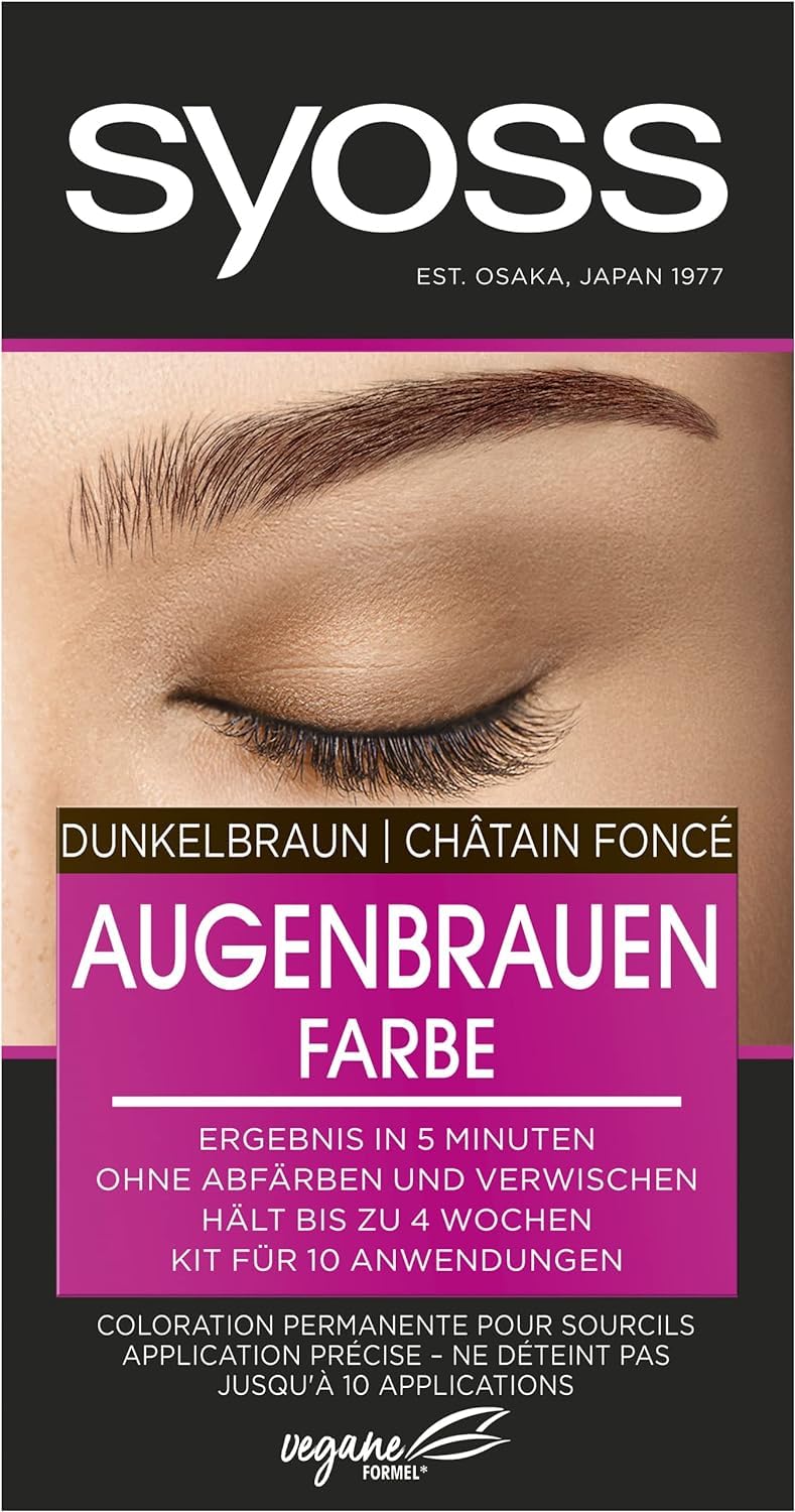 Syoss Augenbrauen Kit Augenbrauenfarbe 4-1 Dunkelbraun Stufe 3 (17 ml), Augenbrauen färben für einen natürlichen Look und ein langanhaltendes Ergebnis
