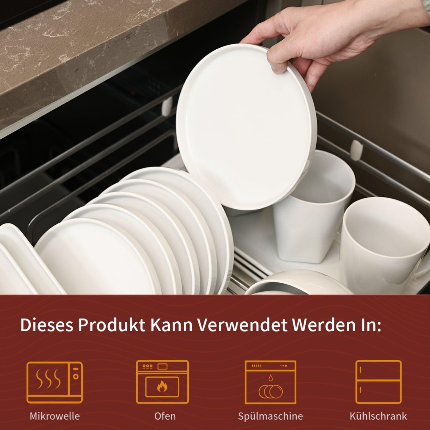 WishDeco Dessertteller 6er Set, Weiße Kuchenteller Φ18cm, Speiseteller Porzellan, Frühstücksteller Weiß mit erhöhtem Rand, Kleine Servierteller für Salat, Pasta, Brot, Vorspeisen