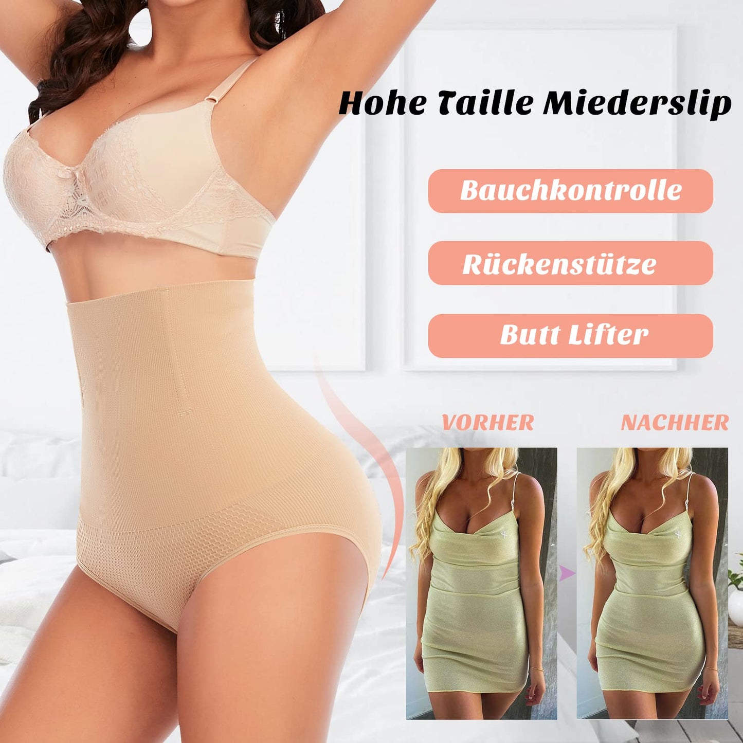 YARRCO Bauchweg Unterhose Damen Miederslips Shapewear Miederhose Hohe Taille Body Shaper Unterwäsche